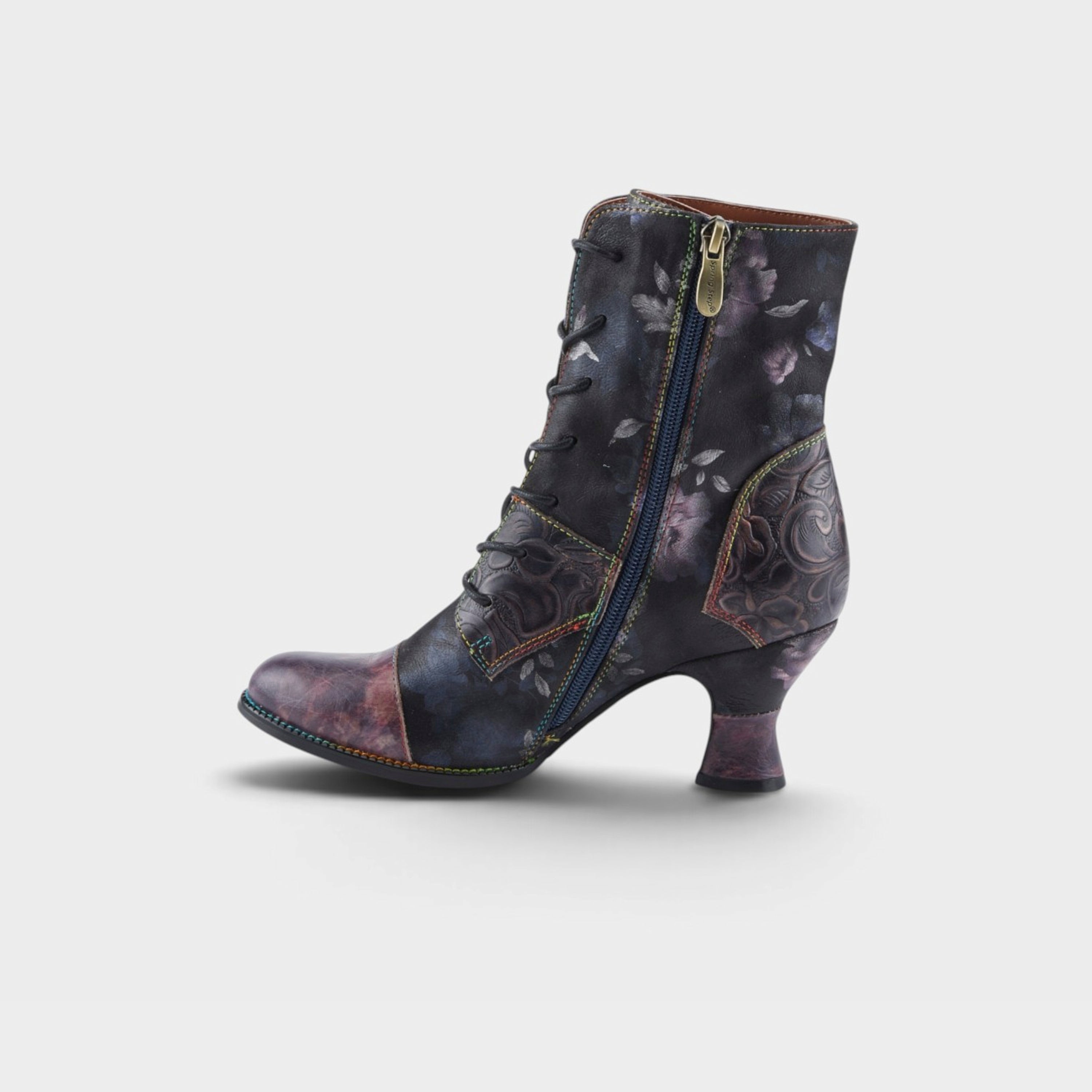 L'Artiste Roselia-Stunin boots in Plum Multi, side view