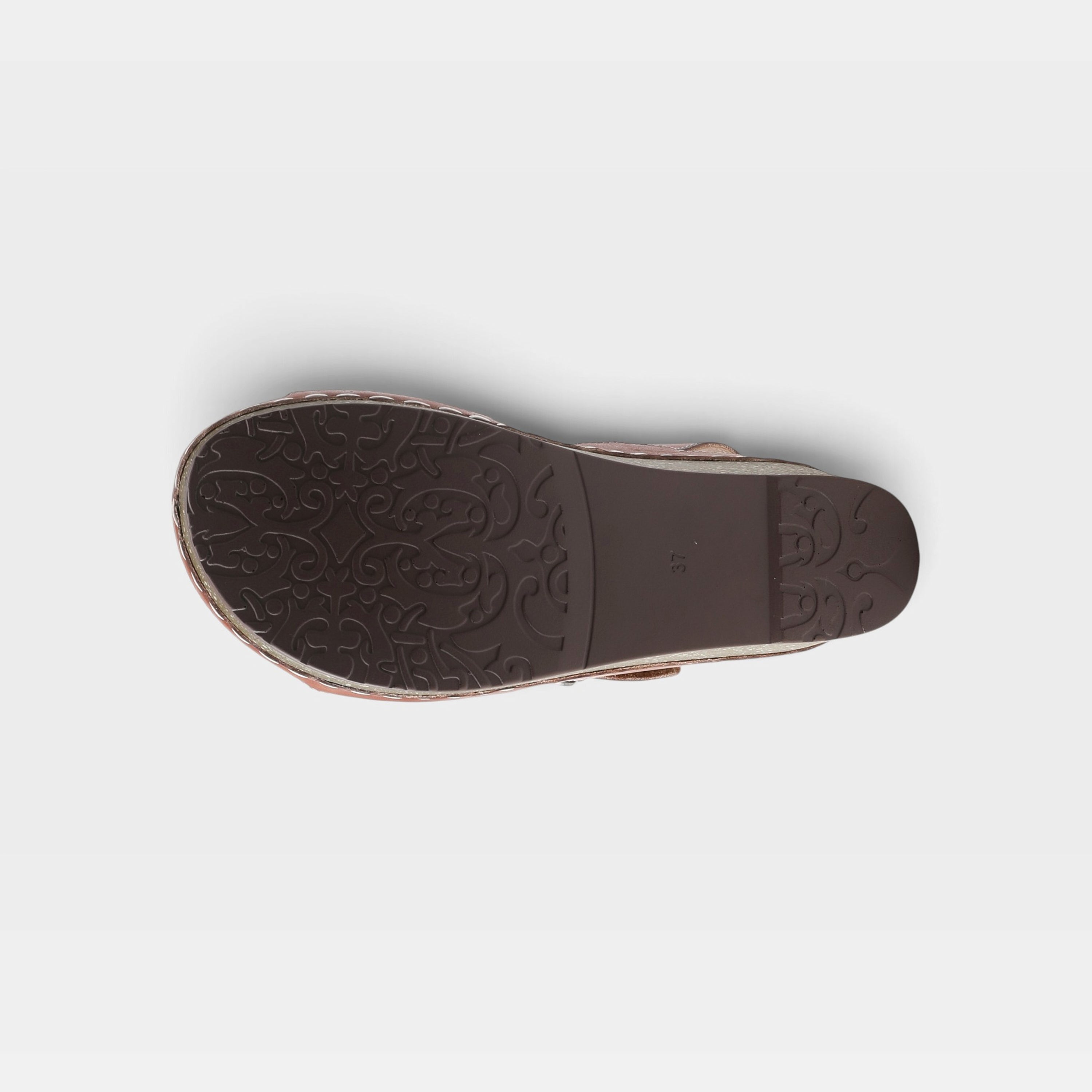 L'Artiste Roshni sandals in Camel Multi, outsole view