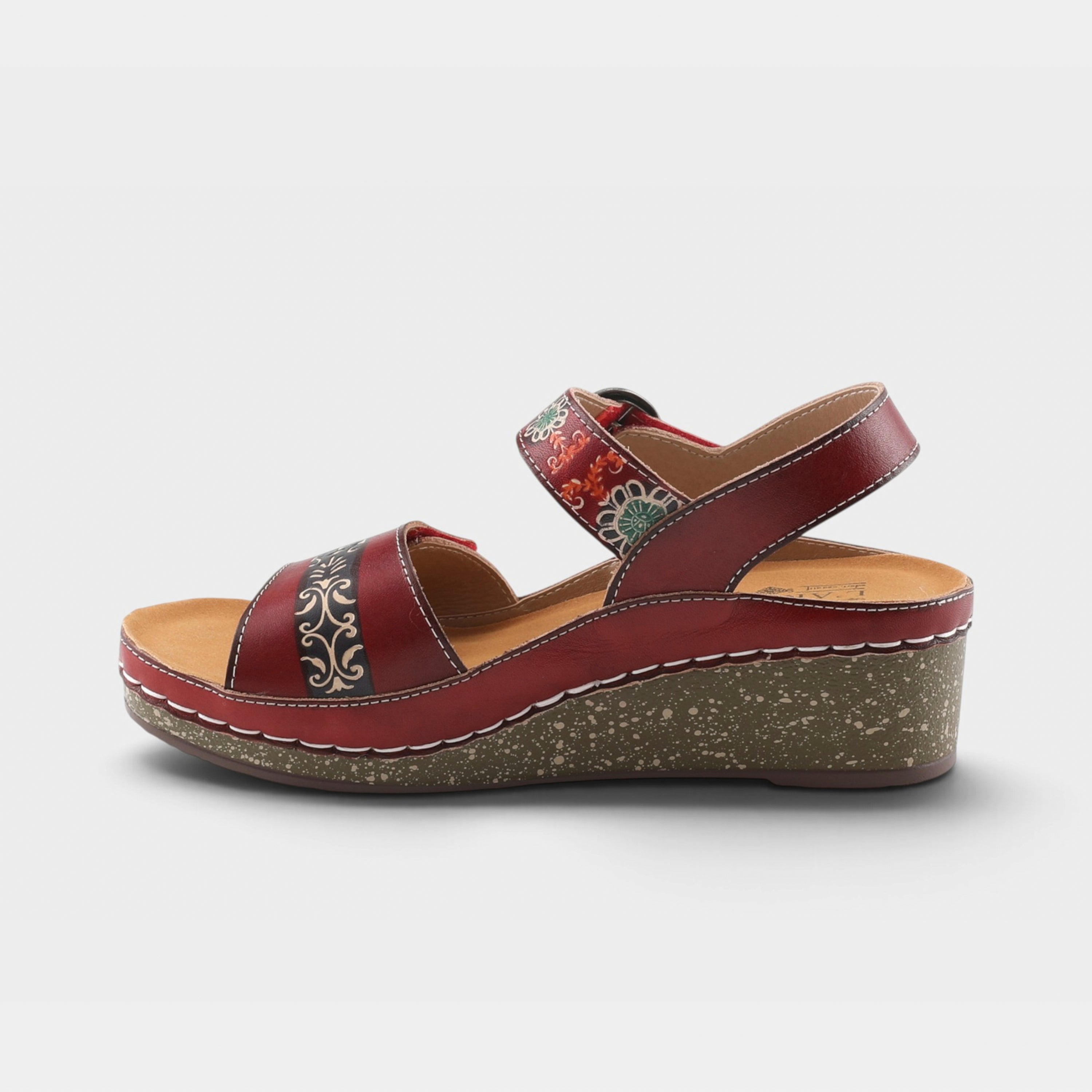 L'Artiste Roshni sandals in Red Multi, side view