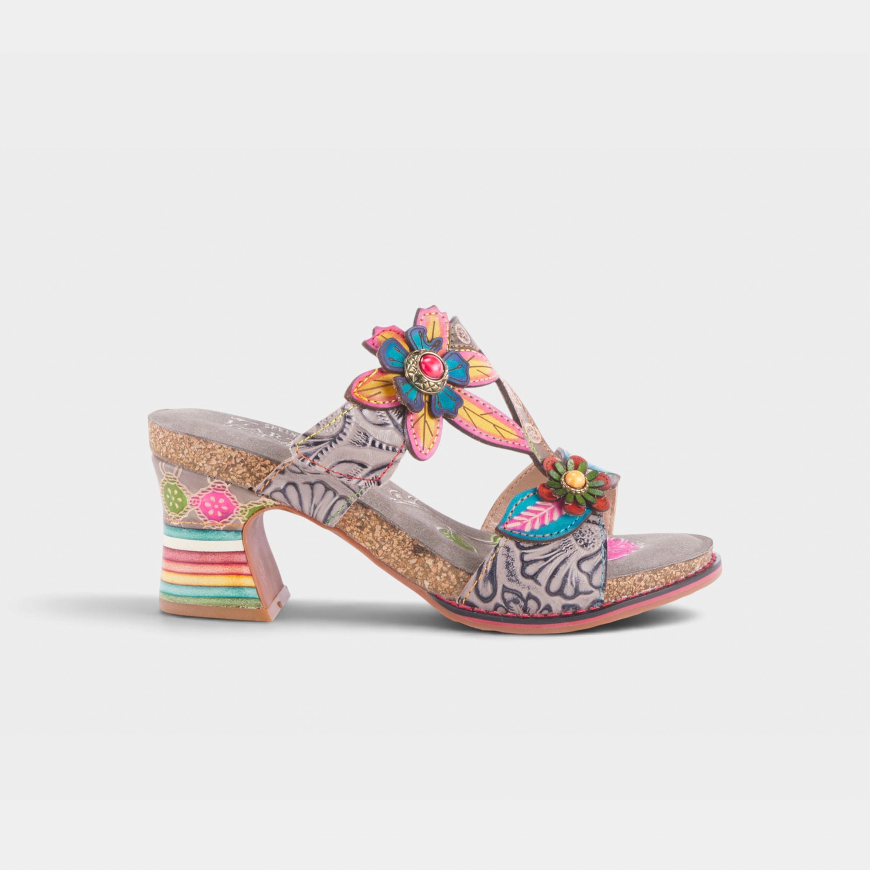 L'Artiste Rossie heeled sandals in Grey Multi, hero view