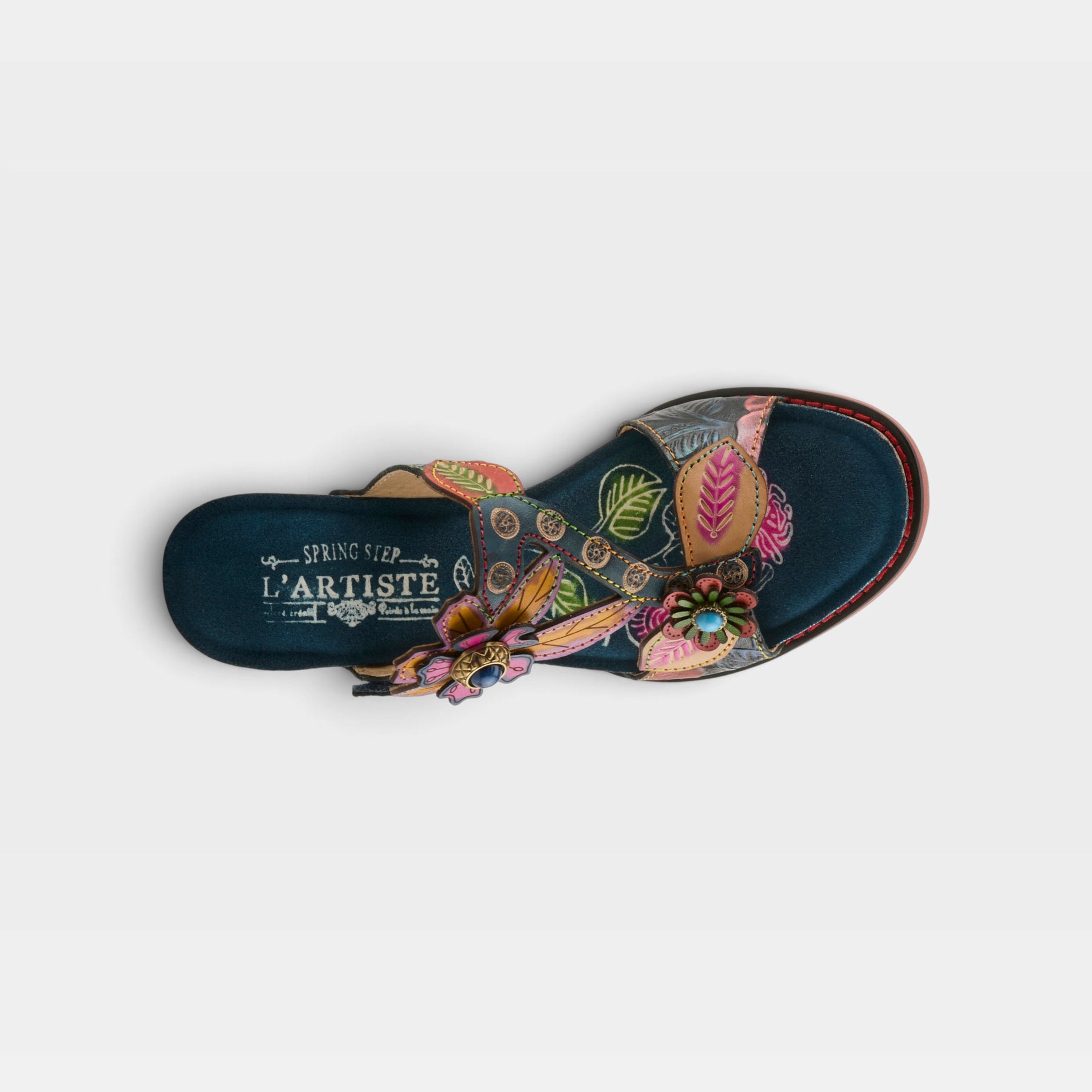 L'Artiste Rossie heeled sandals in Navy Multi, top view