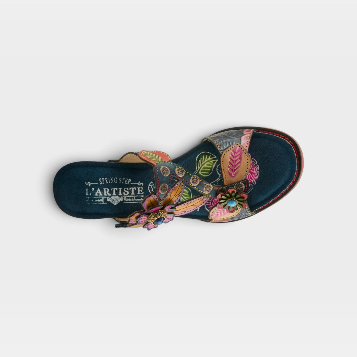 L'Artiste Rossie heeled sandals in Navy Multi, top view