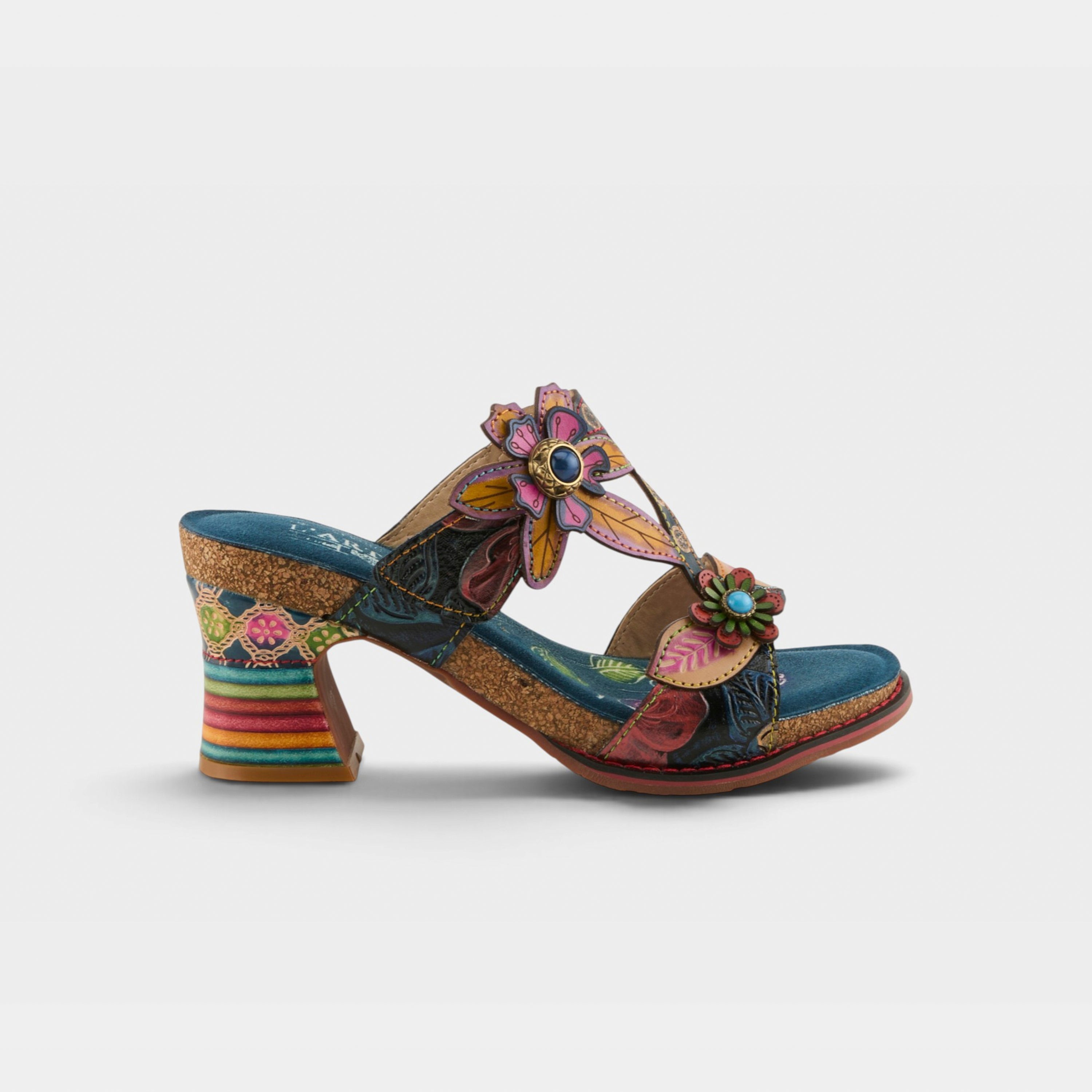 L'Artiste Rossie heeled sandals in Navy Multi, hero view