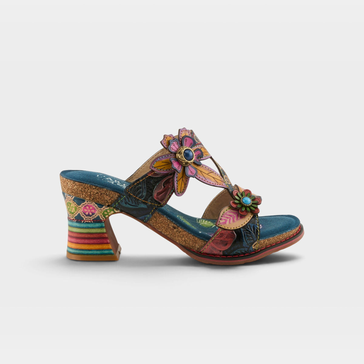 L'Artiste Rossie heeled sandals in Navy Multi, hero view