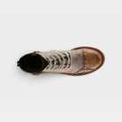 L'Artiste Rugup booties in Beige Multi, top view
