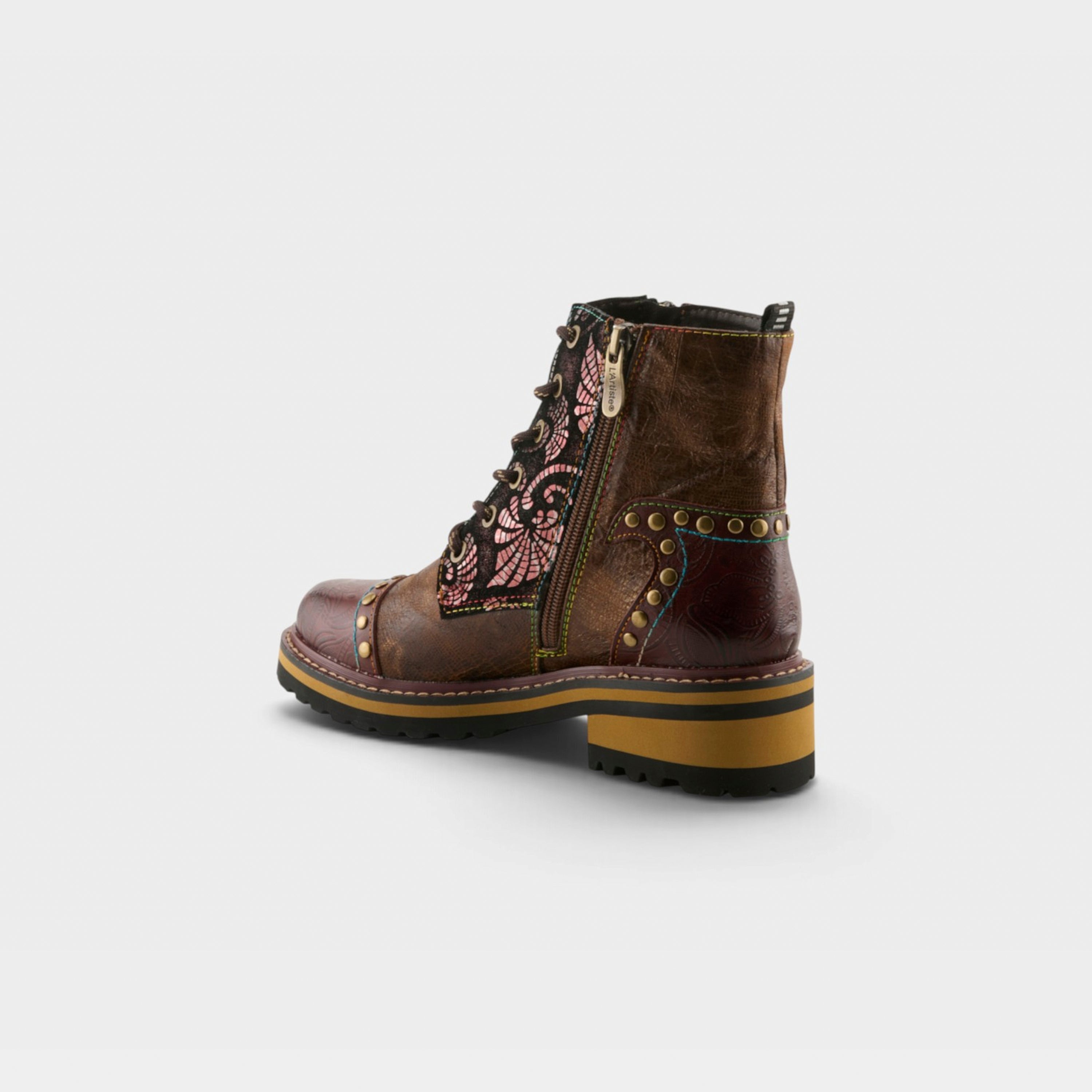 L'Artiste Rugup booties in Brown Multi, alternate angle view