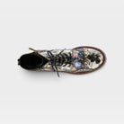 L'Artiste Rugup-Flower booties in Black Multi, top view