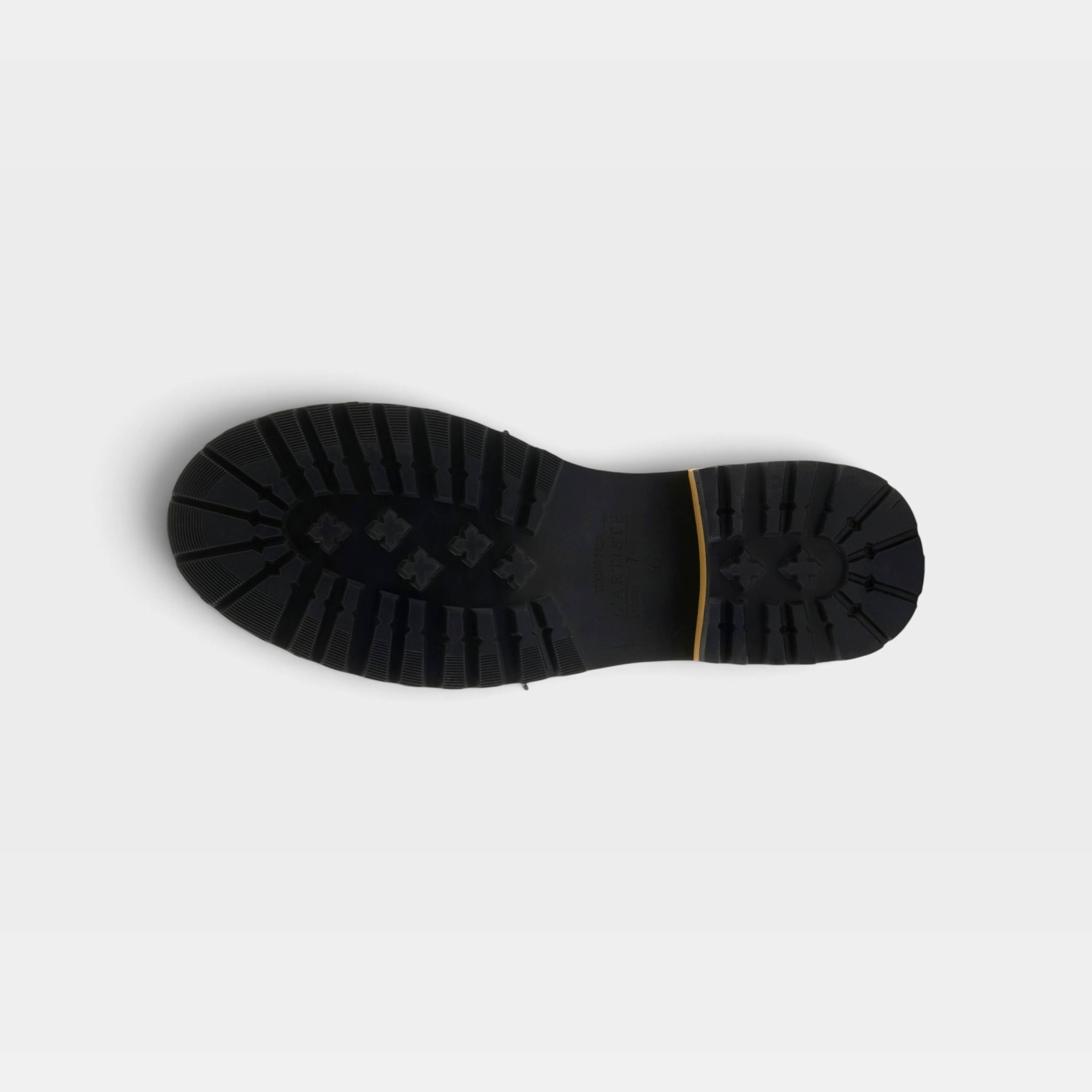 L'Artiste Rugup-Flower booties in Black Multi, outsole view