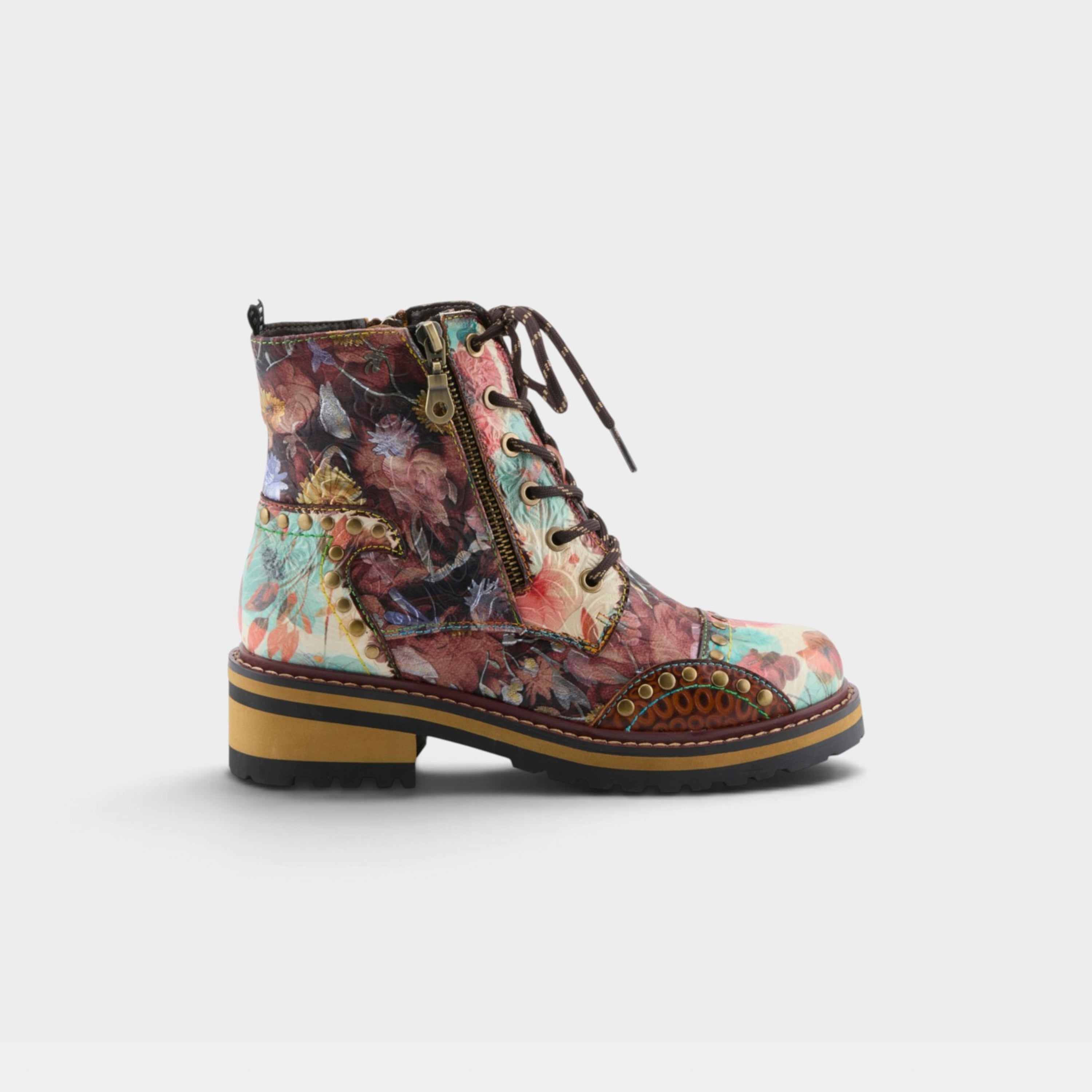 L'Artiste Rugup-Flower booties in Brown Multi, hero view