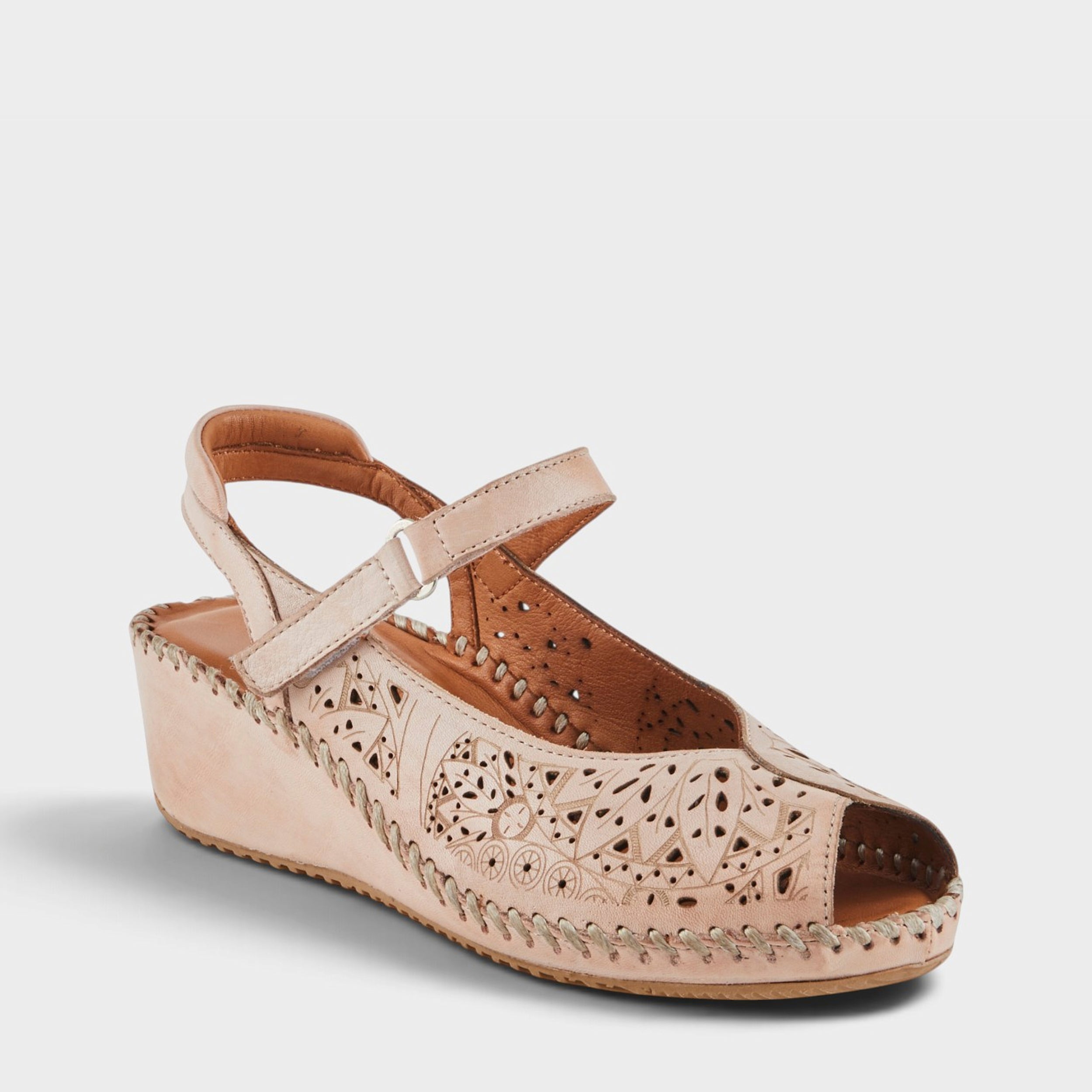 Santonio Women's Leather Low Heel Sandals - Spring Step Shoes