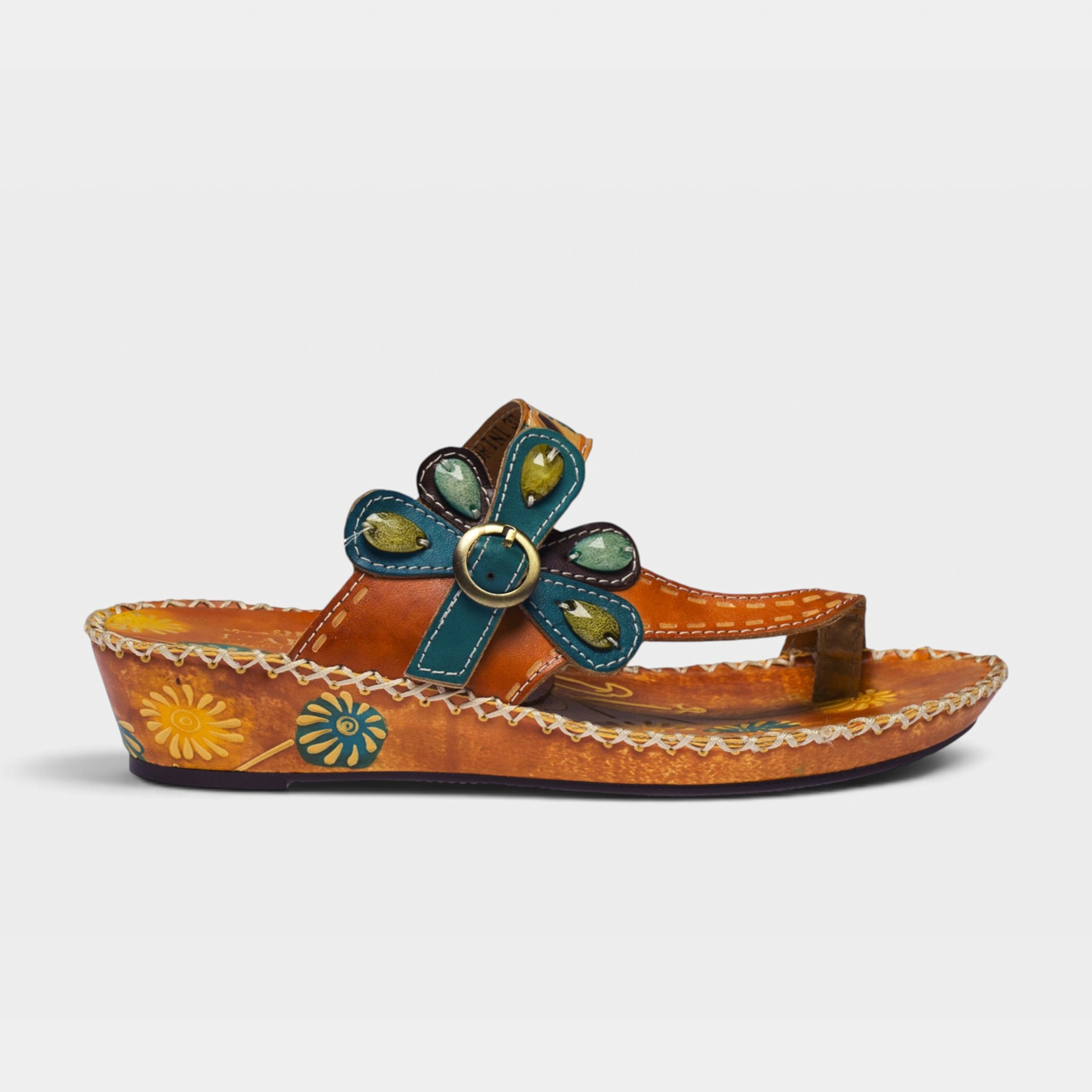 L'Artiste Santorini slide sandal in Camel, hero view