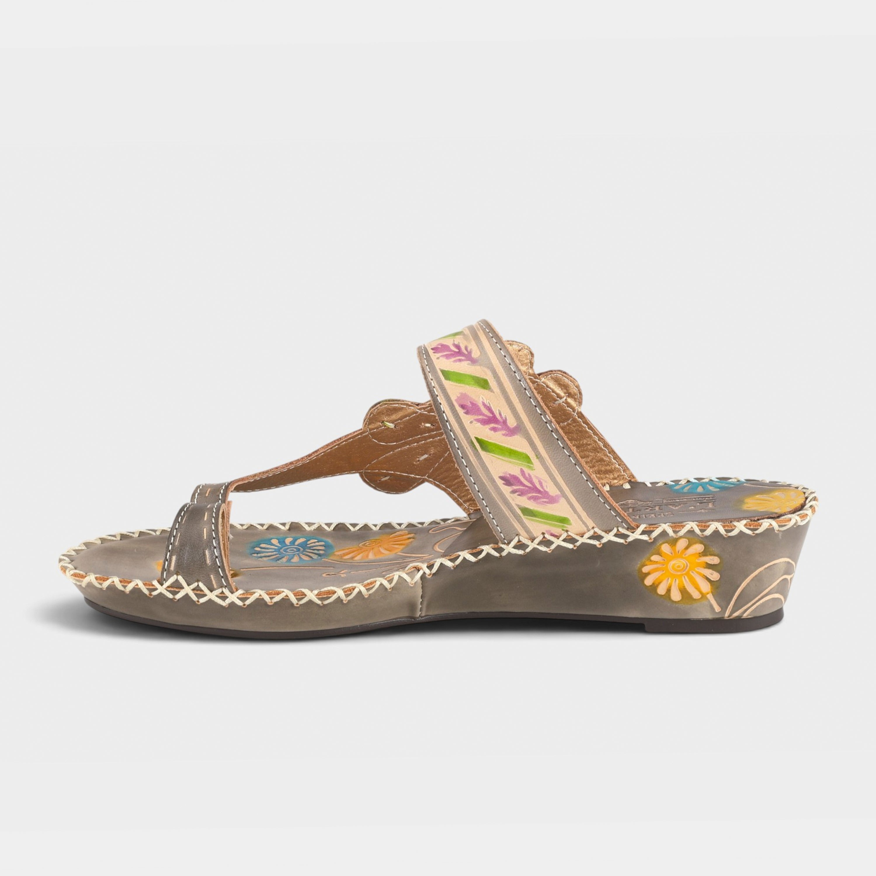 L'Artiste Santorini slide sandal in Grey, side view