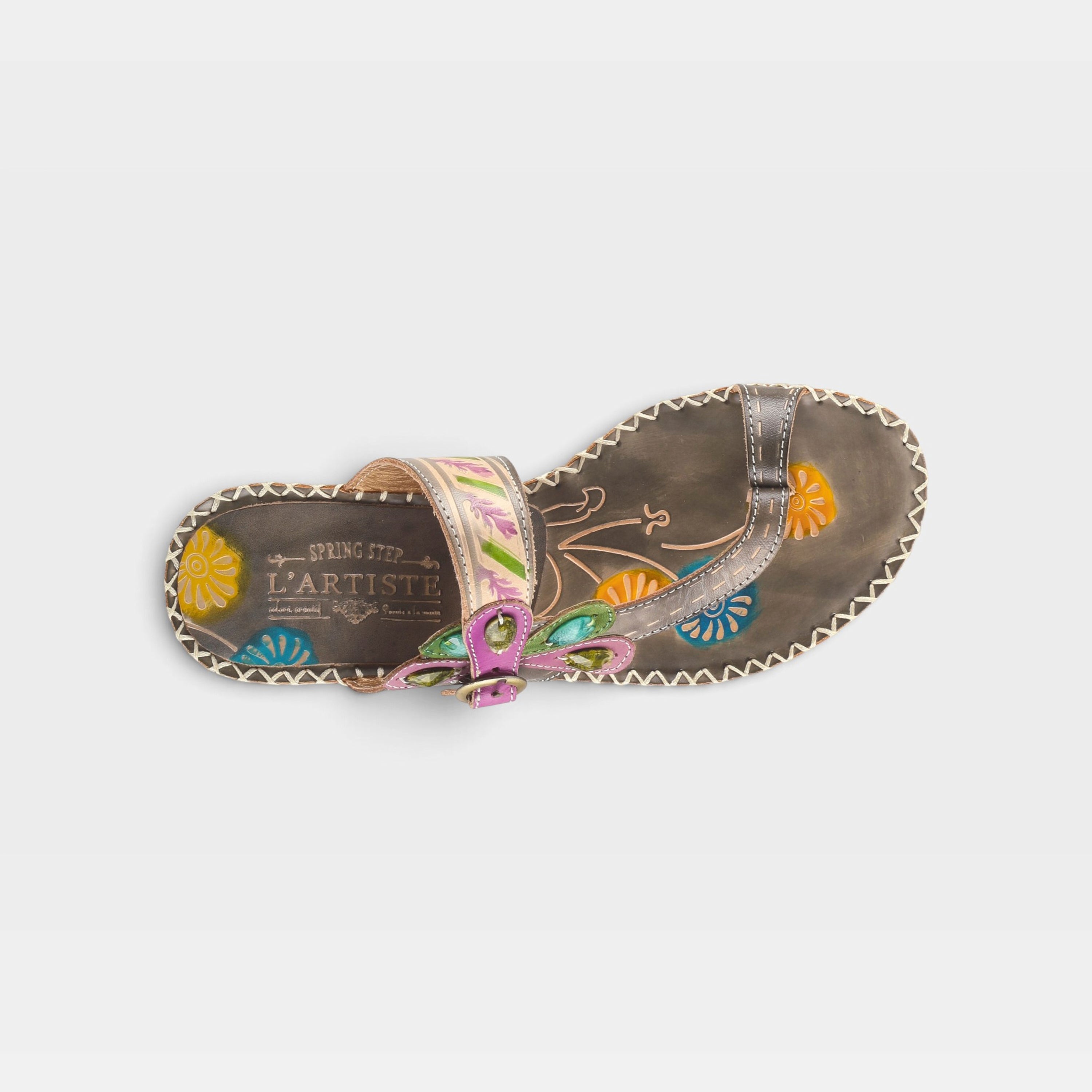 L'Artiste Santorini slide sandal in Grey, top view