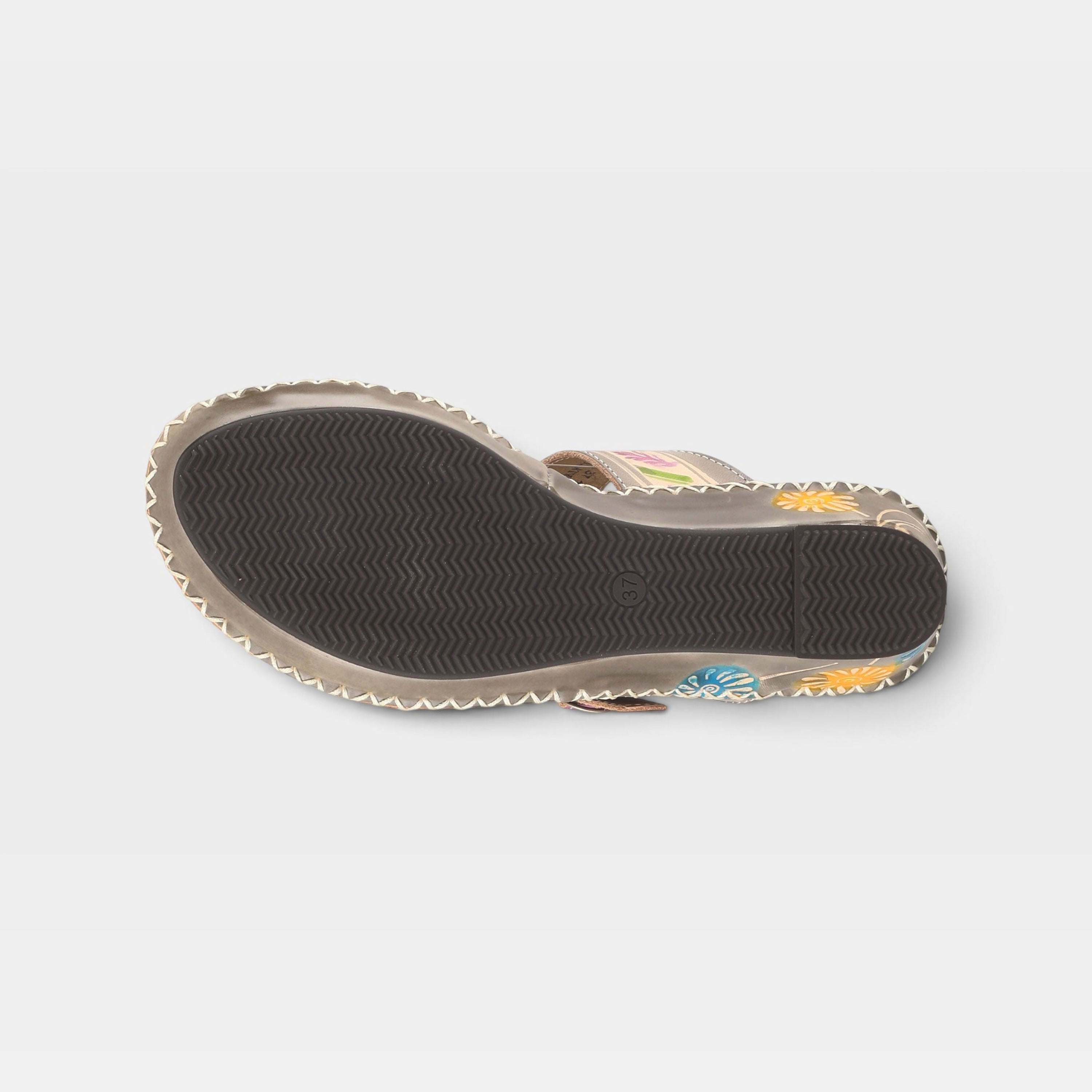 L'Artiste Santorini slide sandal in Grey, outsole view