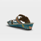 L'Artiste Santorini slide sandal in Turquoise, alternate angle view