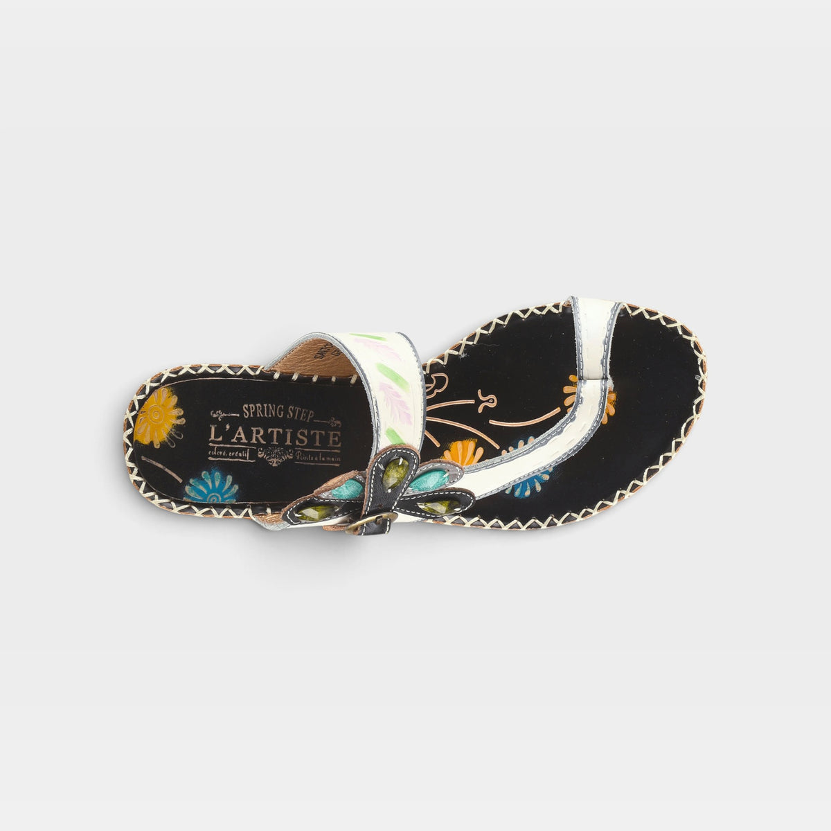 L'Artiste Santorini slide sandal in White, top view