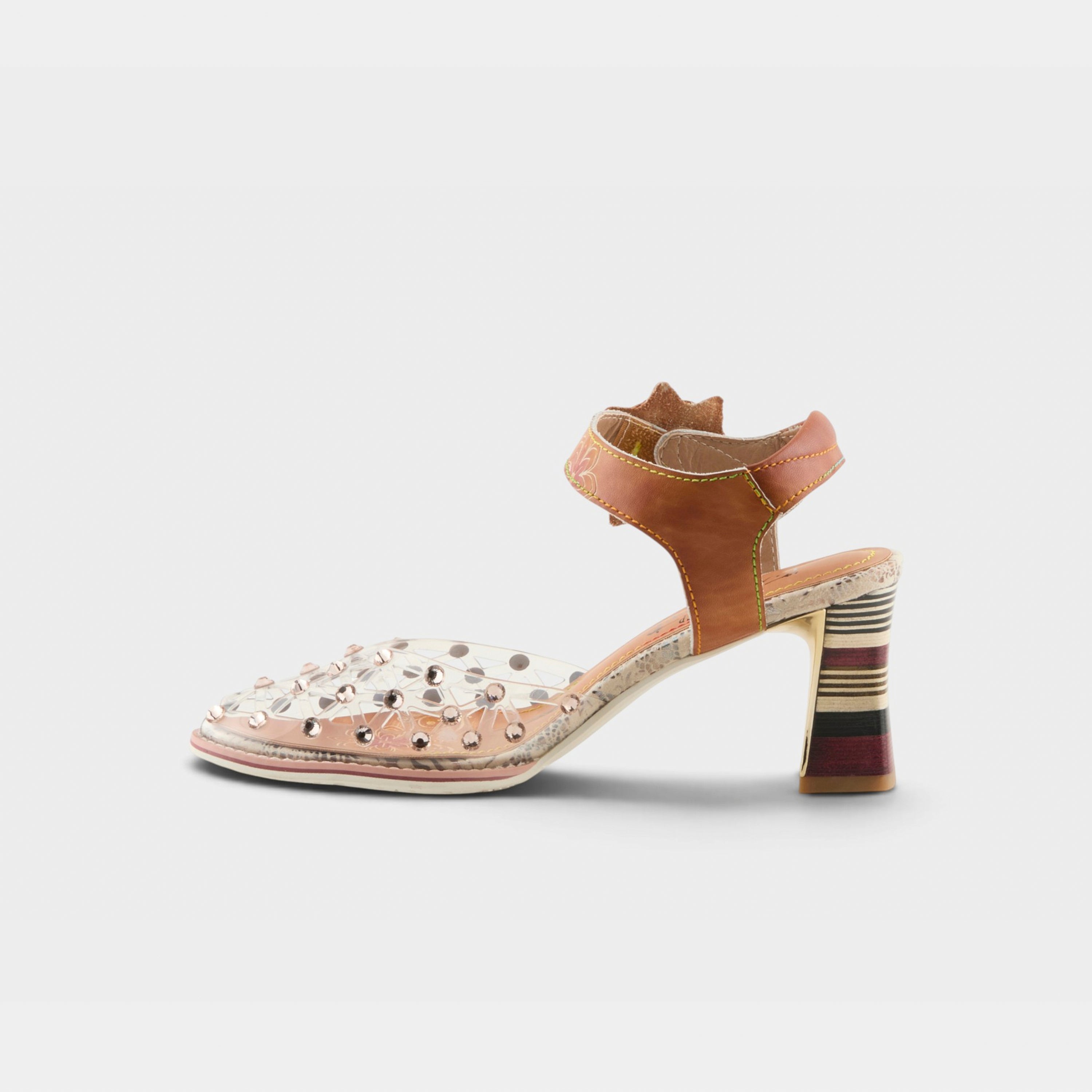 L'Artiste Sassylady sandals in Camel Multi, side view