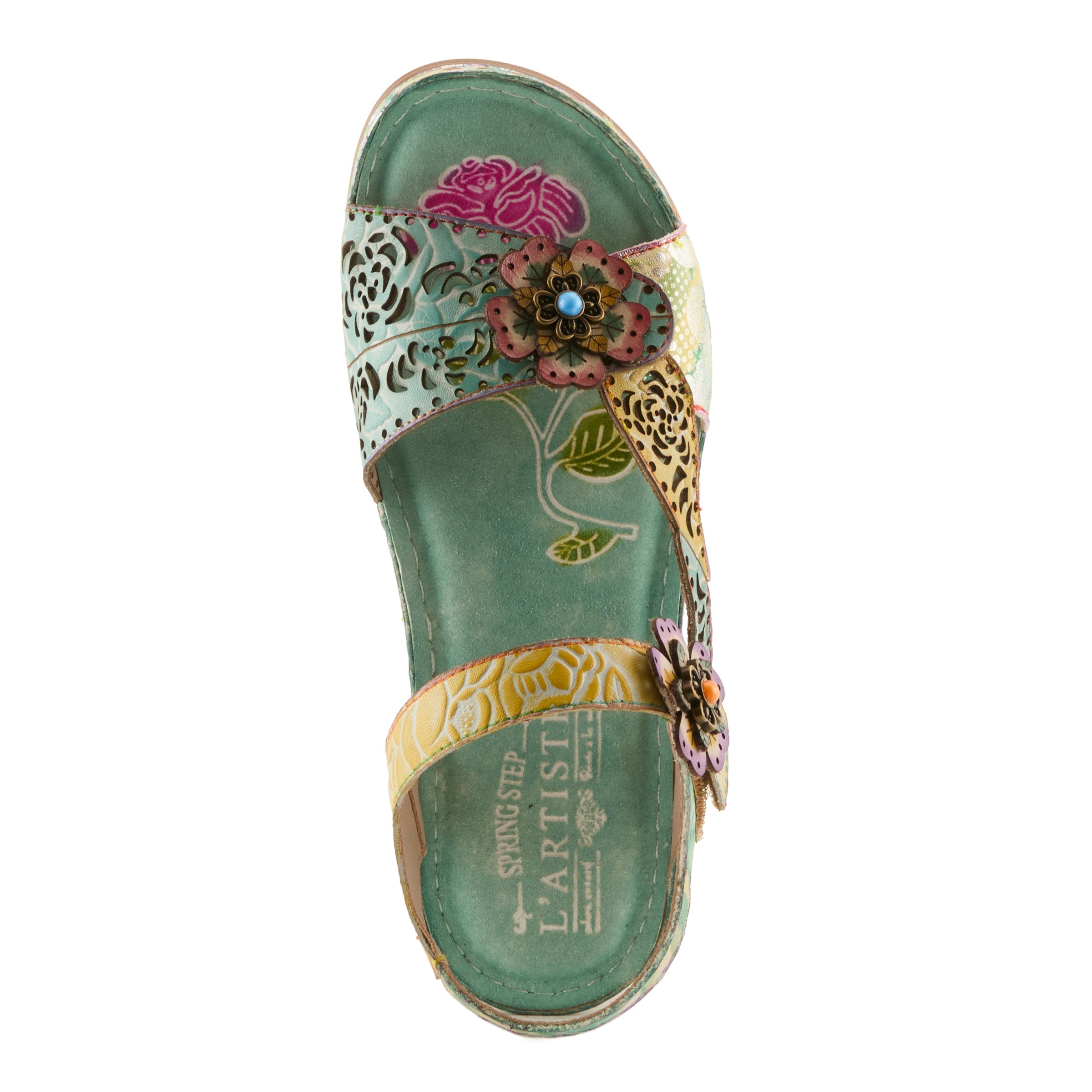 Women's L'Artiste Script Floral Wedge Sandals - Spring Step Shoes