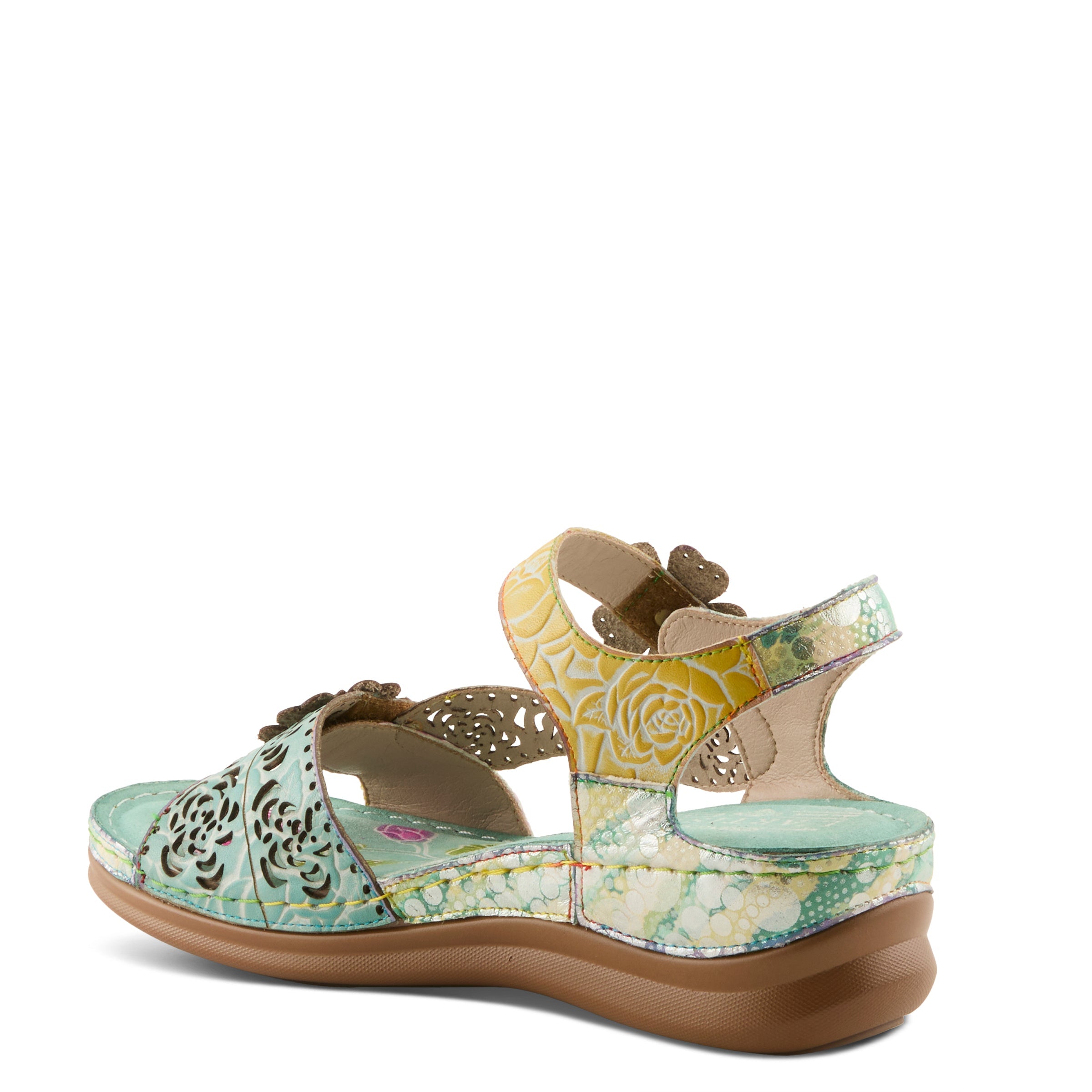 Women's L'Artiste Script Floral Wedge Sandals - Spring Step Shoes