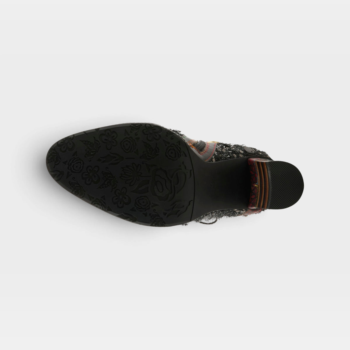 L'Artiste Seeherquin boots in Black Multi, outsole view