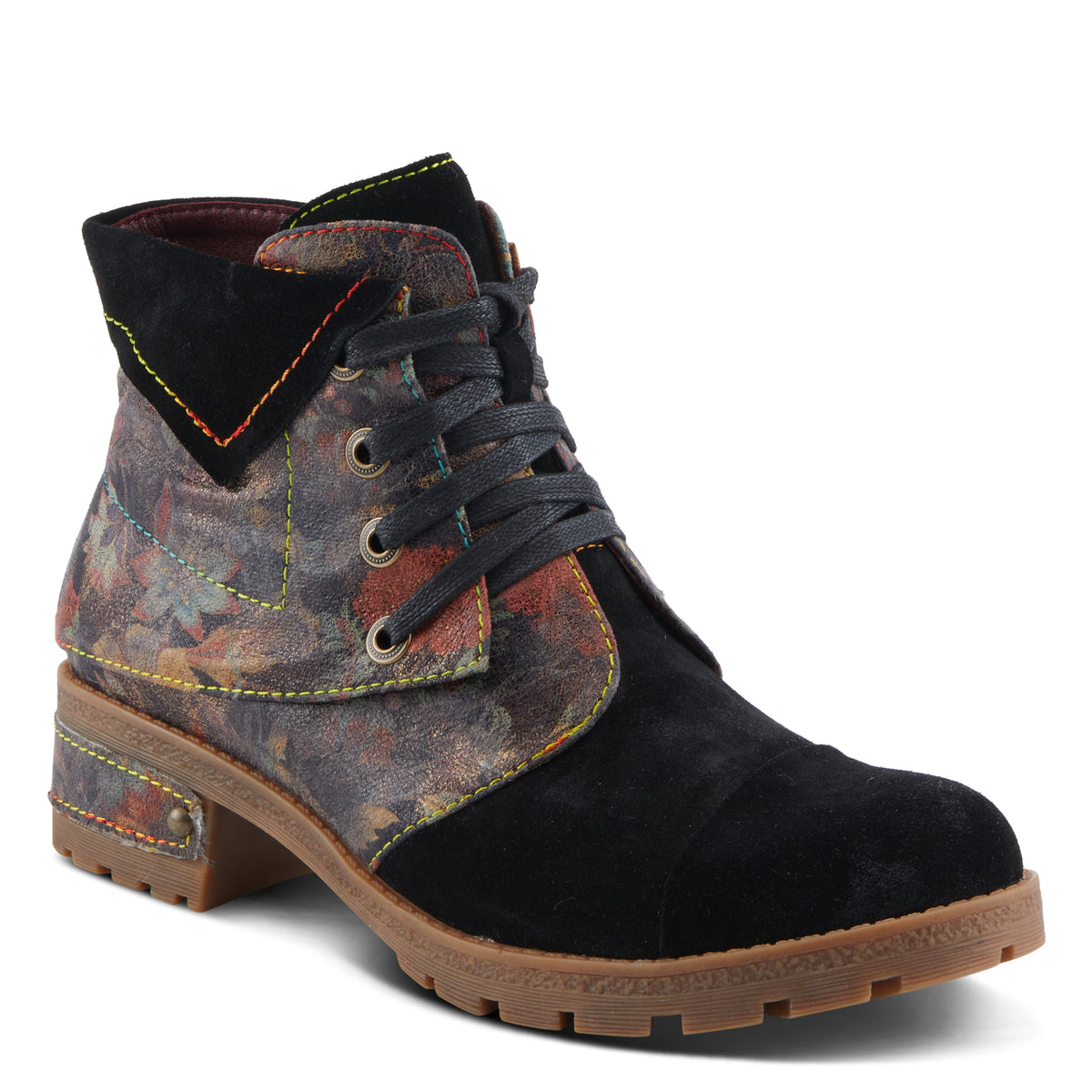 L'Artiste L'ARTISTE SERNA BOOTS boot in navy multi suede with handcrafted leather design