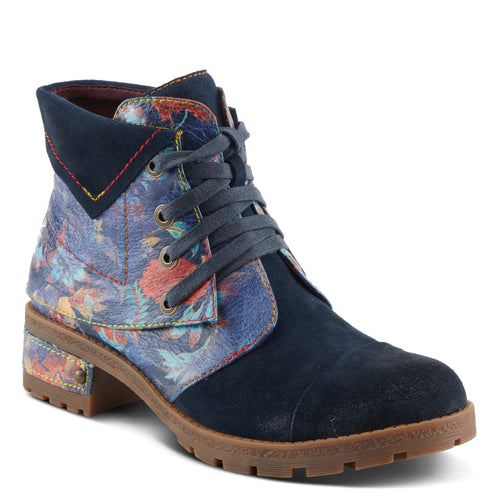 Floral Laced Flat Boots L'artiste Serna Boots: Lace Up Bootie