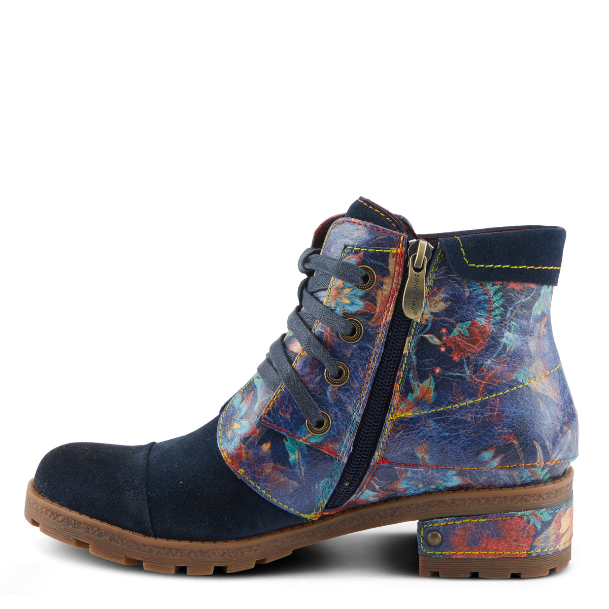 L'Artiste L'ARTISTE SERNA BOOTS boot in navy multi suede with handcrafted leather design