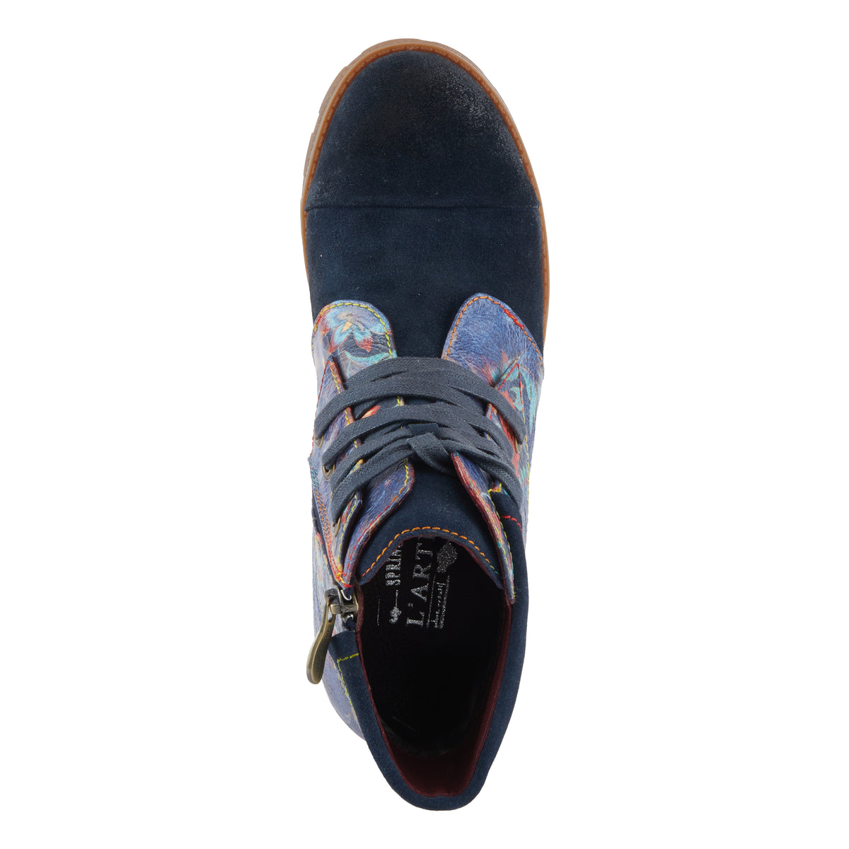L'Artiste L'ARTISTE SERNA BOOTS boot in navy multi suede with handcrafted leather design