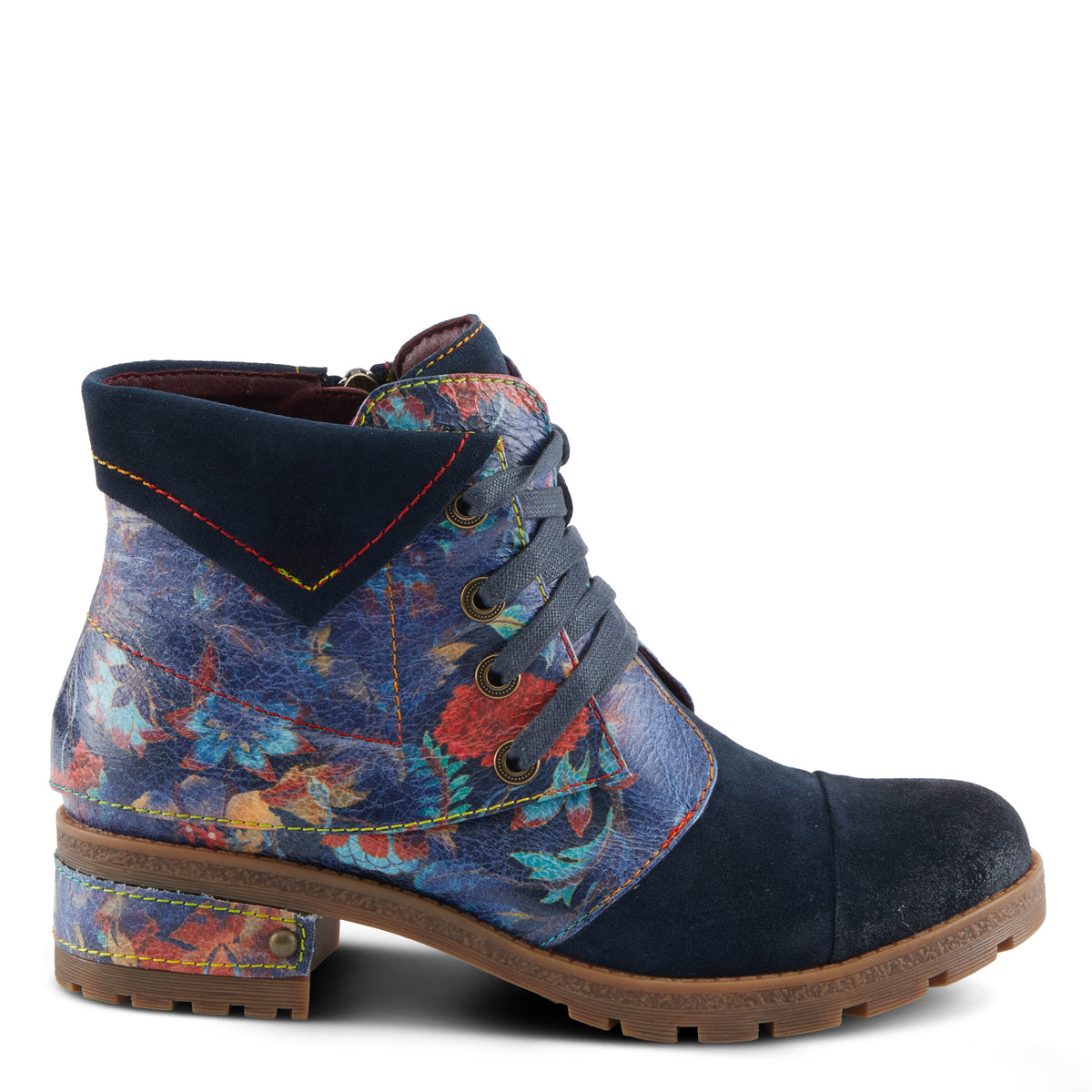 L'Artiste L'ARTISTE SERNA BOOTS boot in navy multi suede with handcrafted leather design
