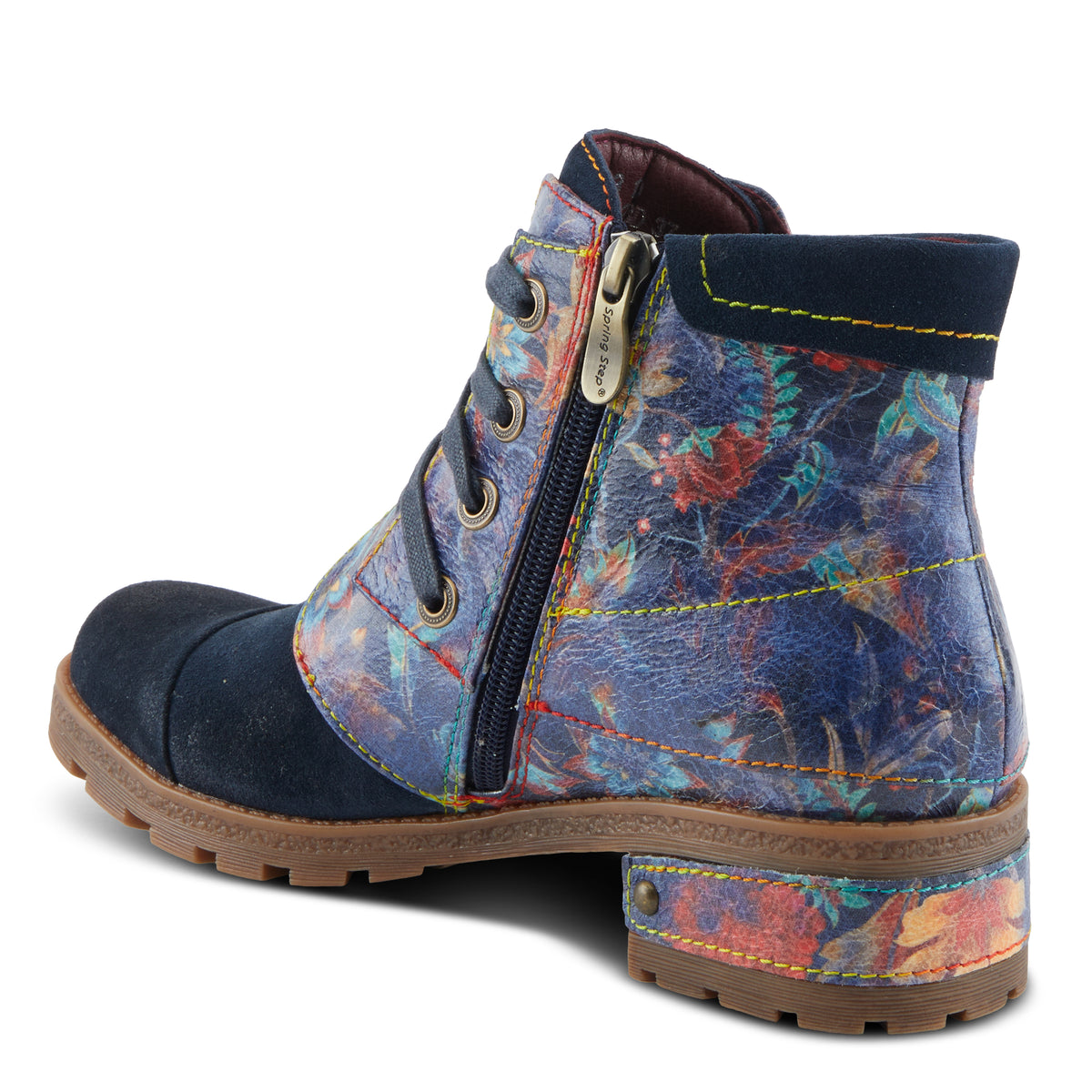 L'Artiste L'ARTISTE SERNA BOOTS boot in navy multi suede with handcrafted leather design