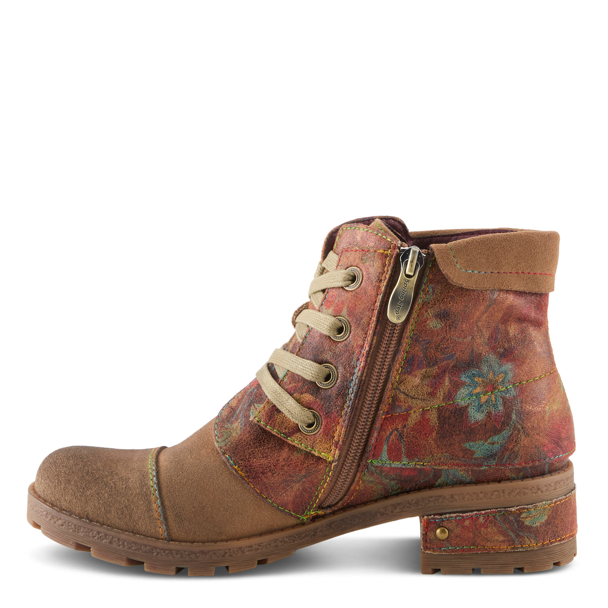 L'Artiste L'ARTISTE SERNA BOOTS boot in tan suede with handcrafted leather design