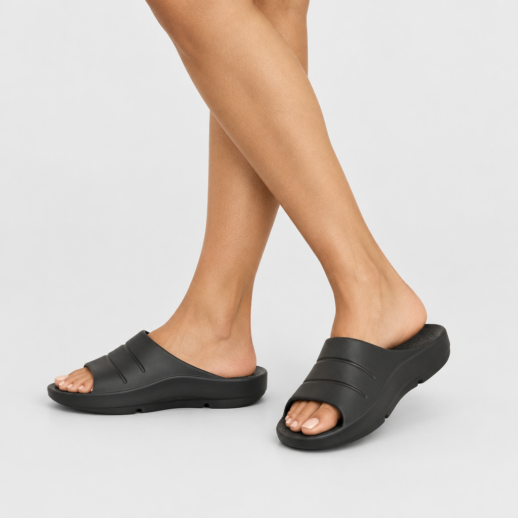 Flexus Shamak Black Sandal - on-foot view