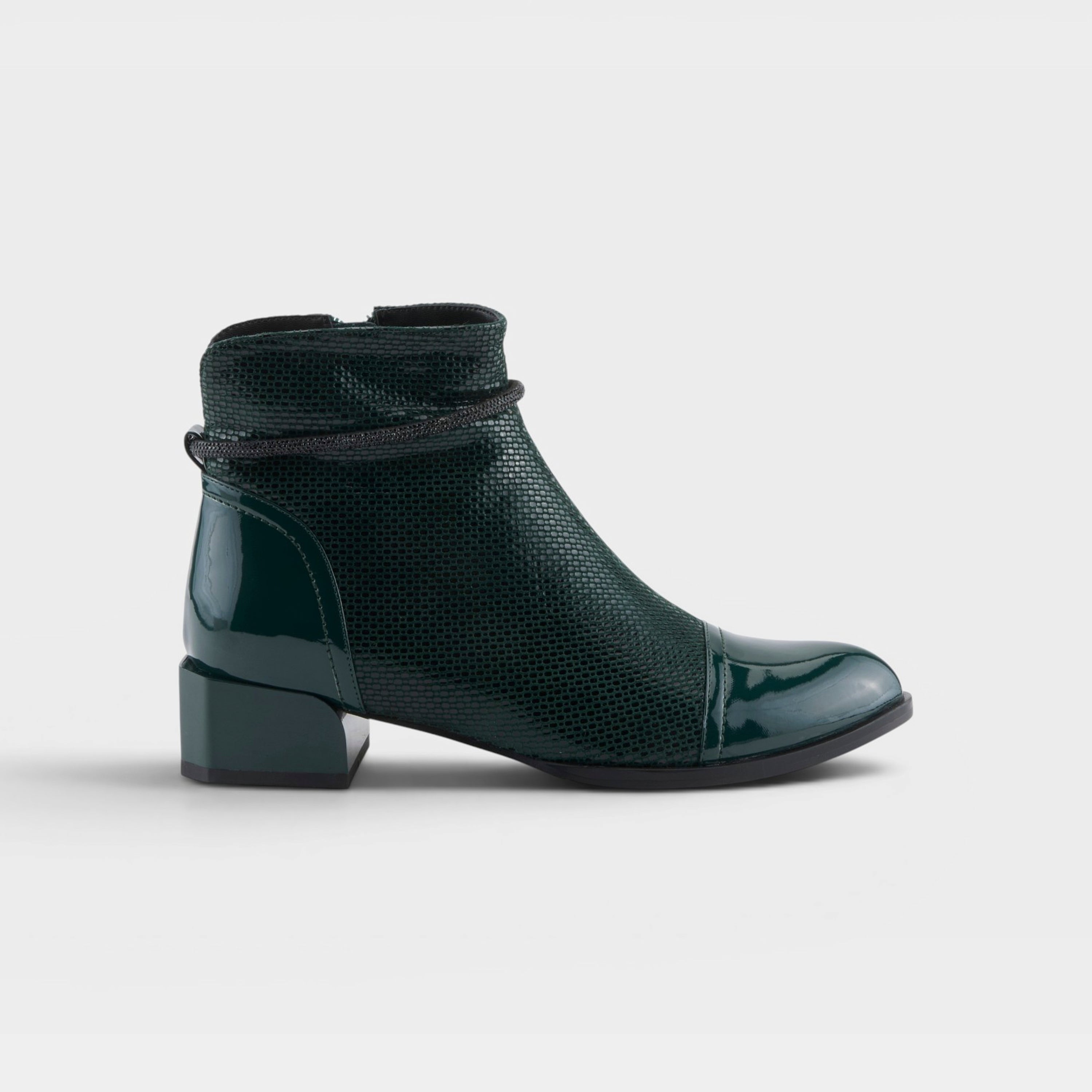 Azura Shelbi Forest Green Patent Boot