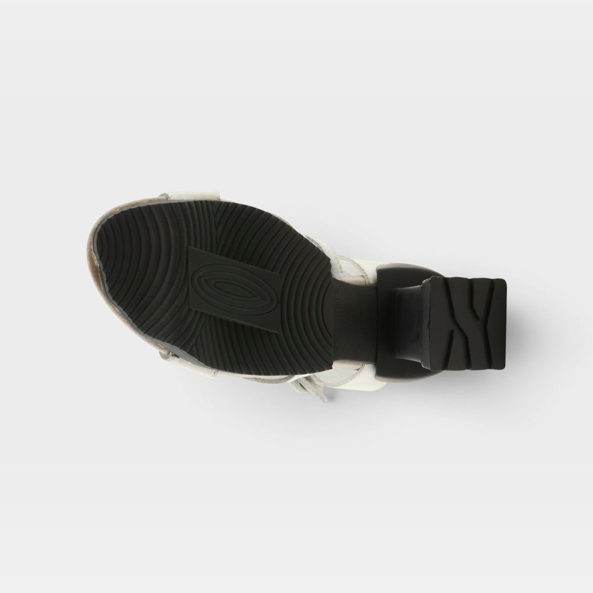 L'Artiste Shelly ankle strap sandals in Light Grey, outsole view