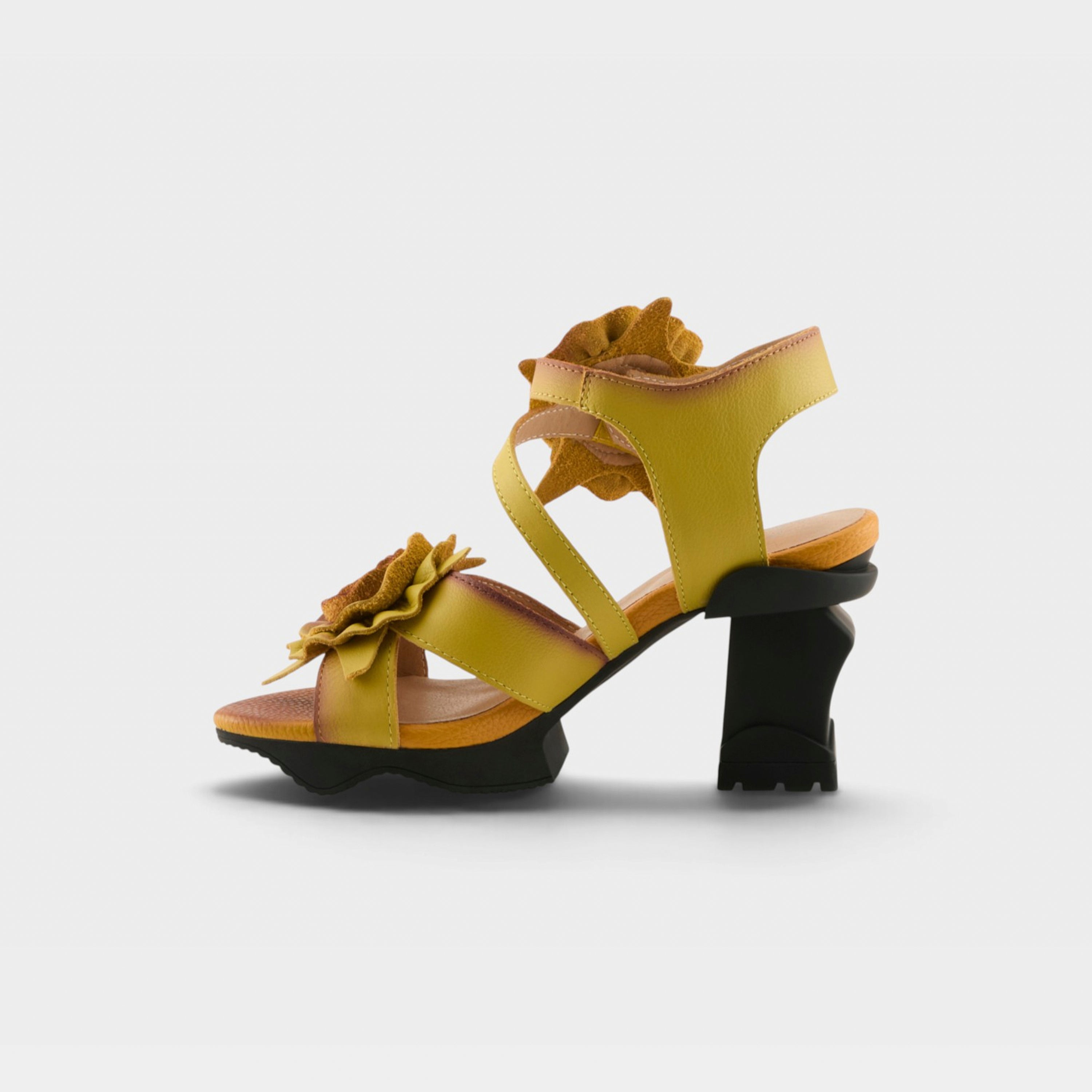 L'Artiste Shelly ankle strap sandals in Yellow, side view