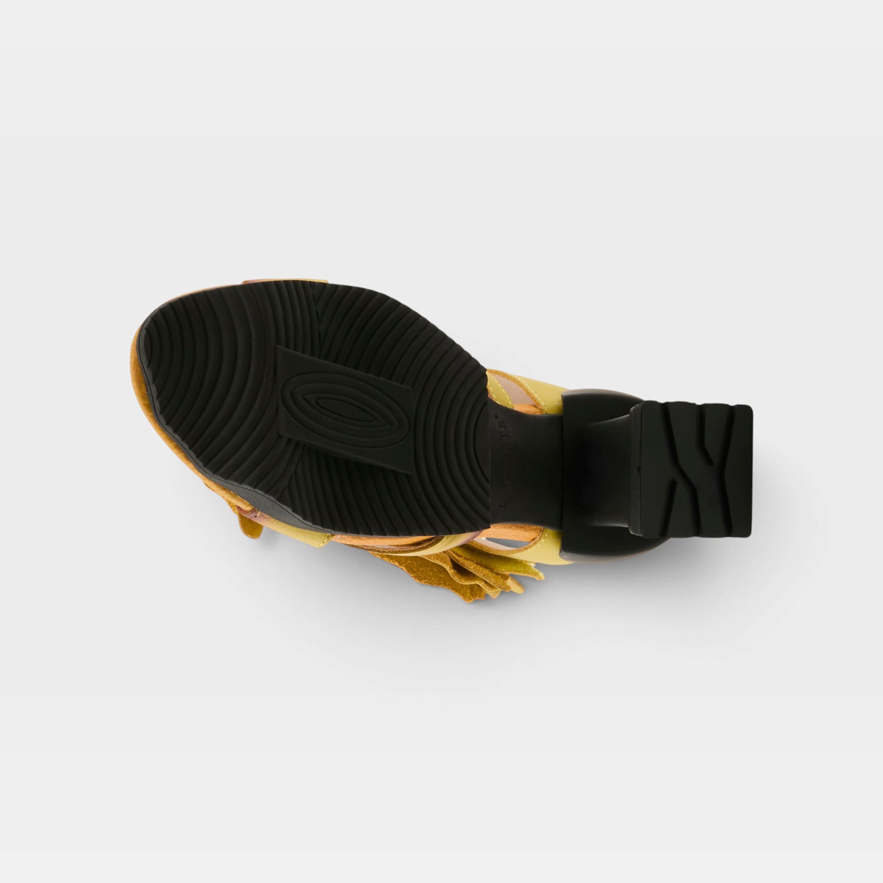 L'Artiste Shelly ankle strap sandals in Yellow, outsole view