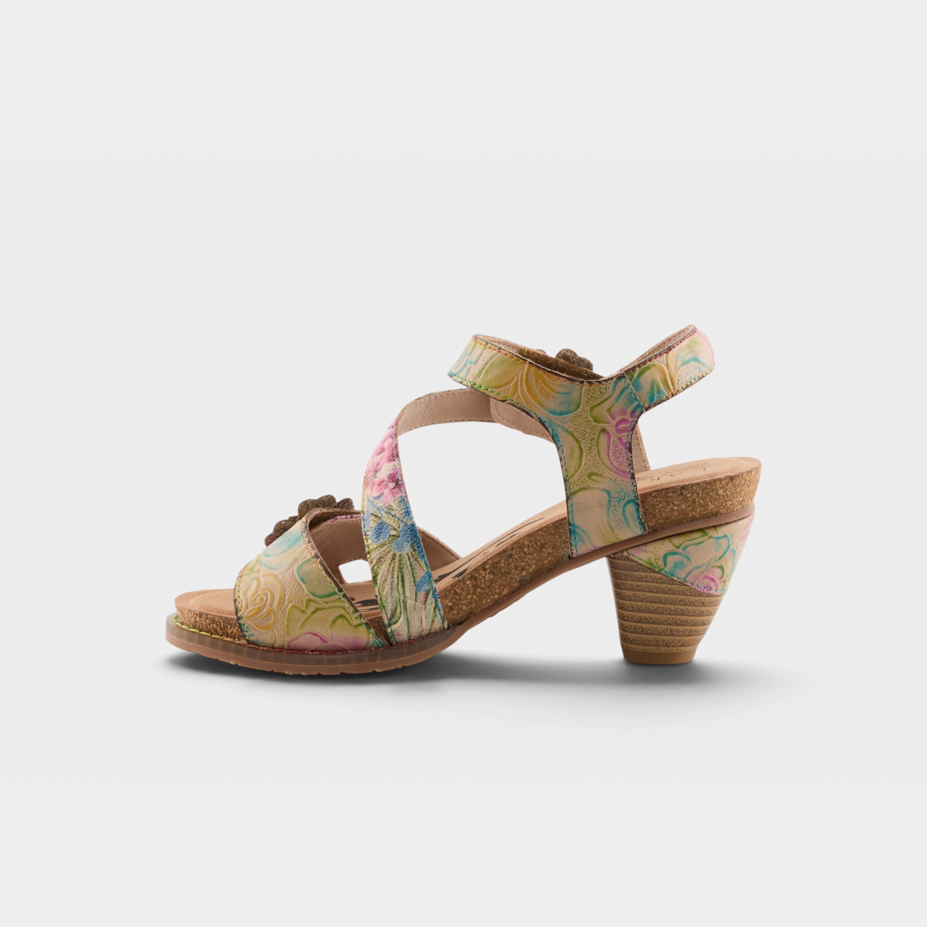L'Artiste Shesfab sandals in Tan Multi, side view