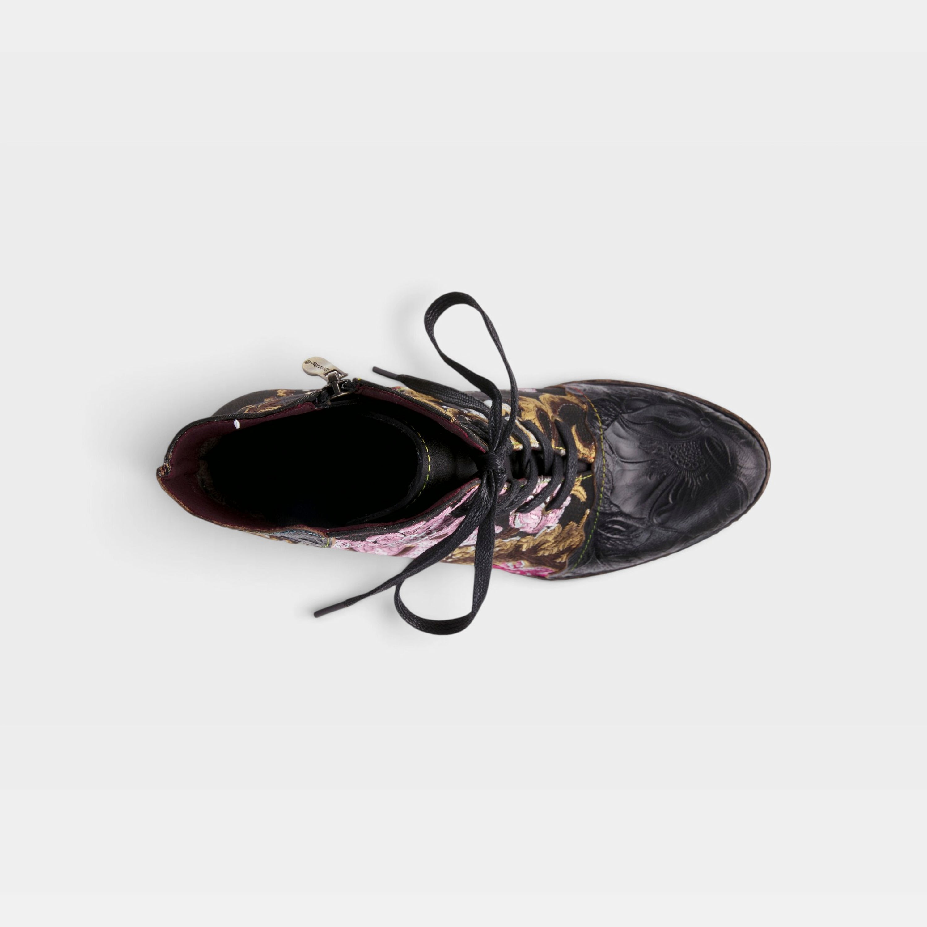 L'Artiste Siren boots in Black Multi, top view