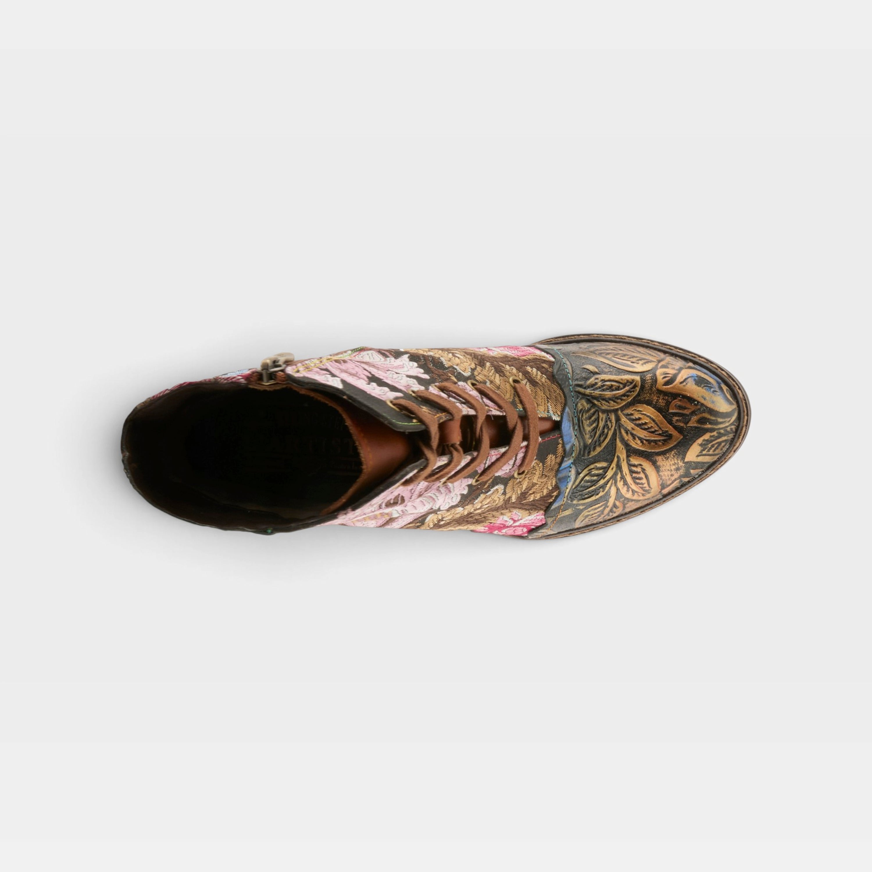 L'Artiste Siren boots in Bronze Multi, top view