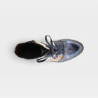 L'Artiste Siren boots in Navy Multi, top view