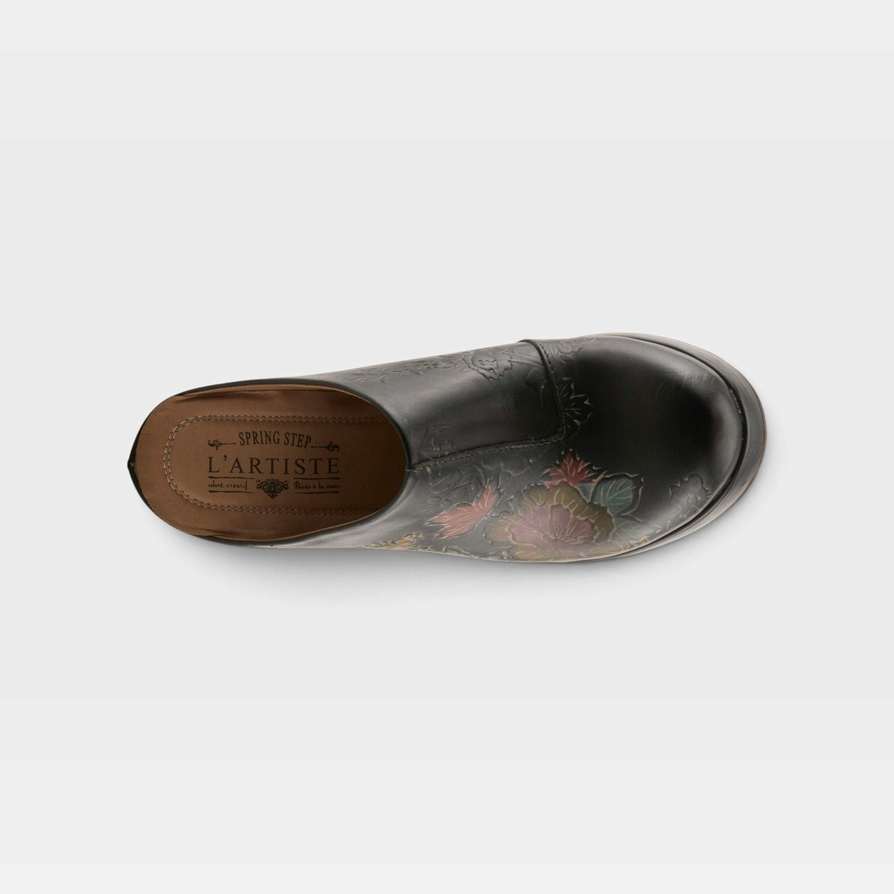 L'Artiste Skyhigh mules in Black Multi, top view