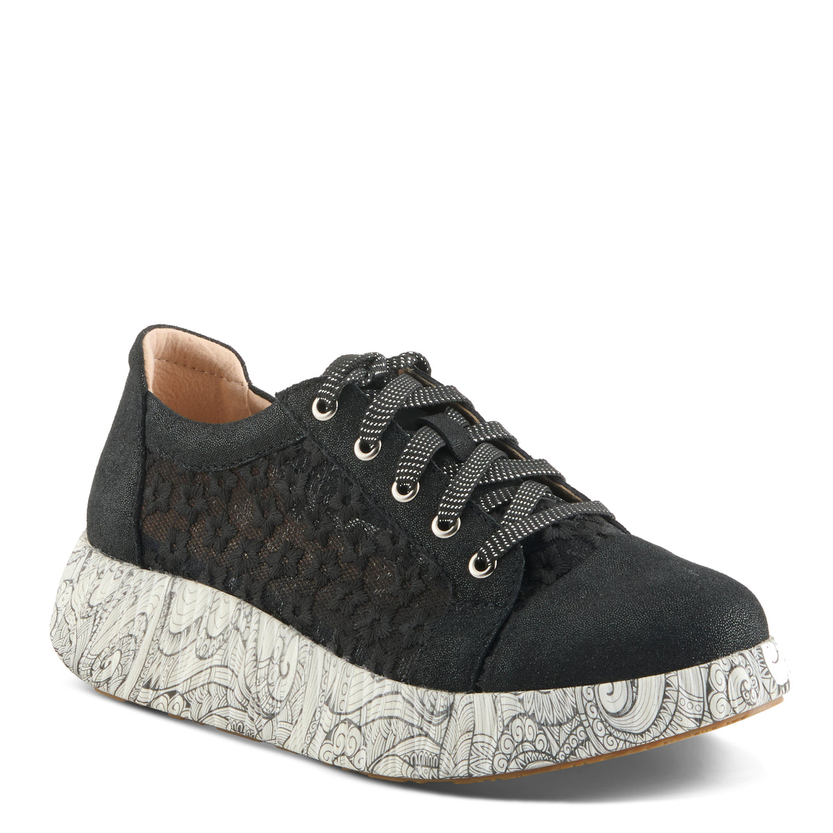 L'Artiste L'ARTISTE SNEAKHEART SNEAKERS shoe in black multi with handcrafted leather design
