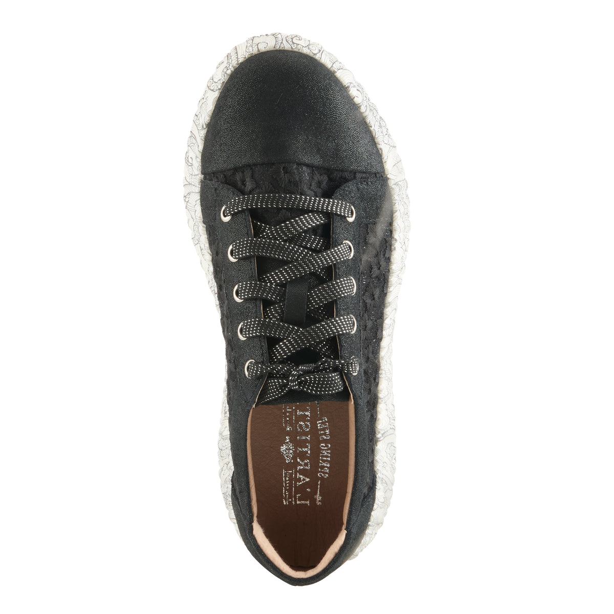 L'Artiste L'ARTISTE SNEAKHEART SNEAKERS shoe in black multi with handcrafted leather design