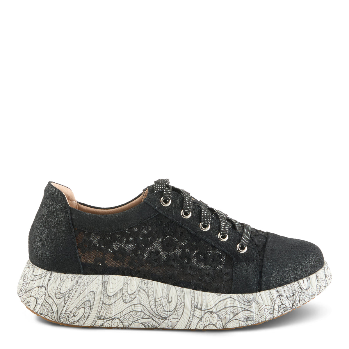 L'Artiste L'ARTISTE SNEAKHEART SNEAKERS shoe in black multi with handcrafted leather design