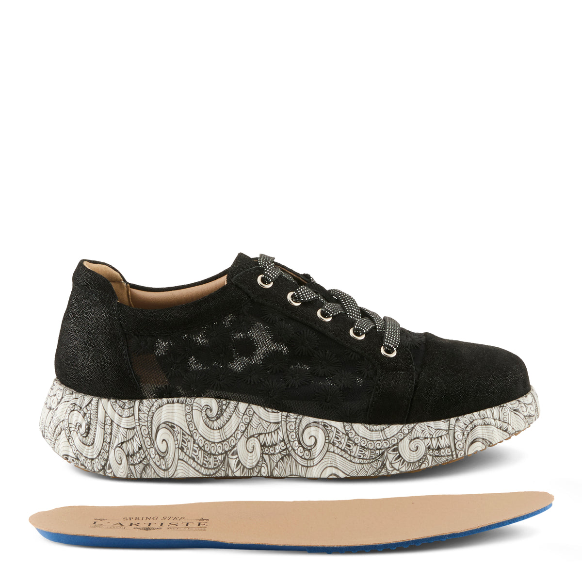 L'Artiste L'ARTISTE SNEAKHEART SNEAKERS shoe in black multi with handcrafted leather design