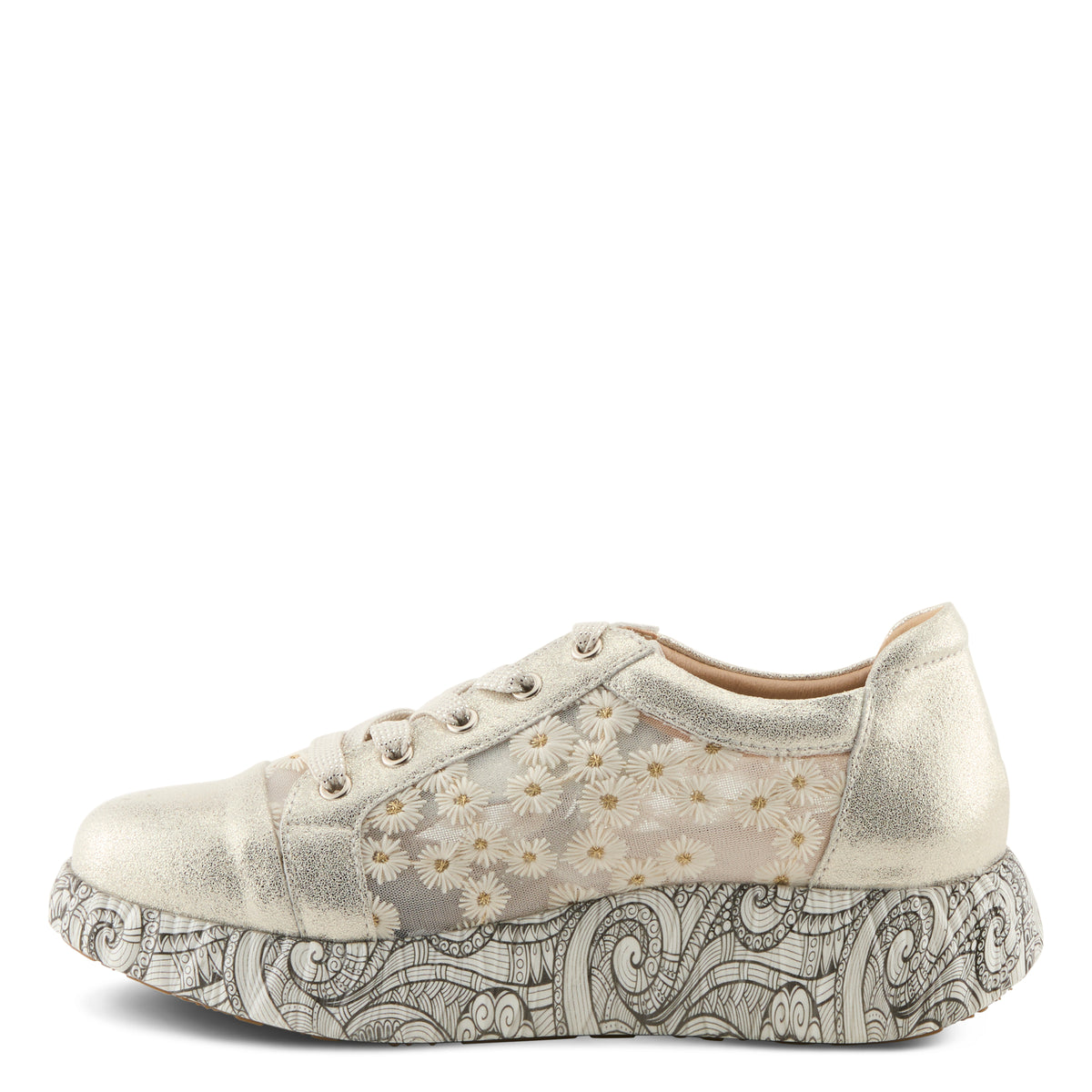 L'Artiste L'ARTISTE SNEAKHEART SNEAKERS shoe in light beige multi with handcrafted leather design