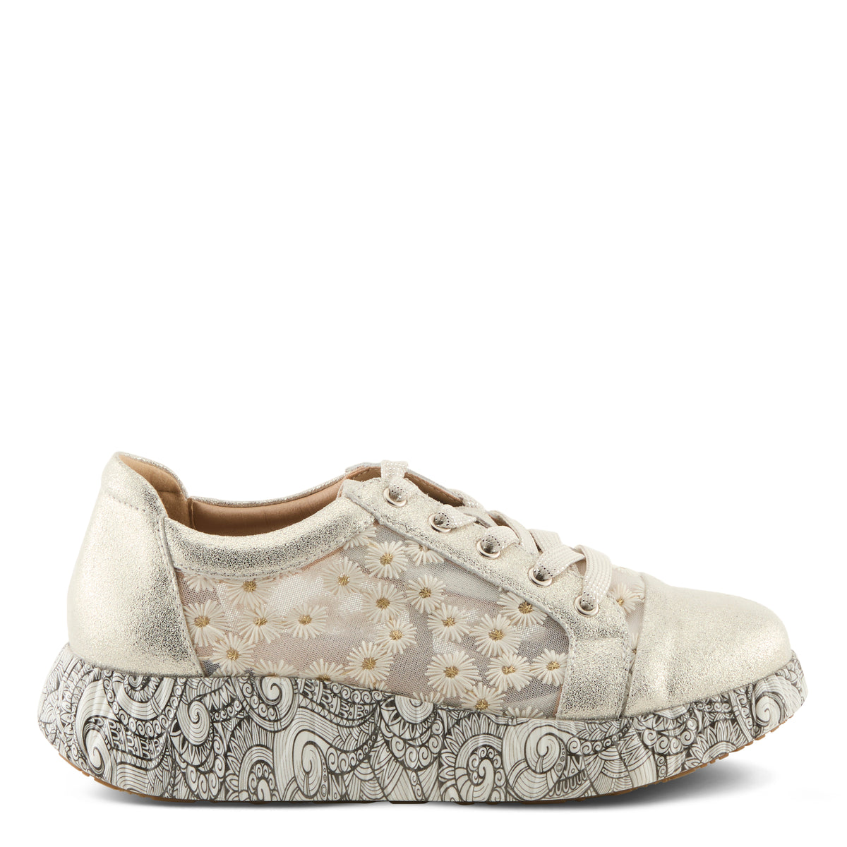 L'Artiste L'ARTISTE SNEAKHEART SNEAKERS shoe in light beige multi with handcrafted leather design