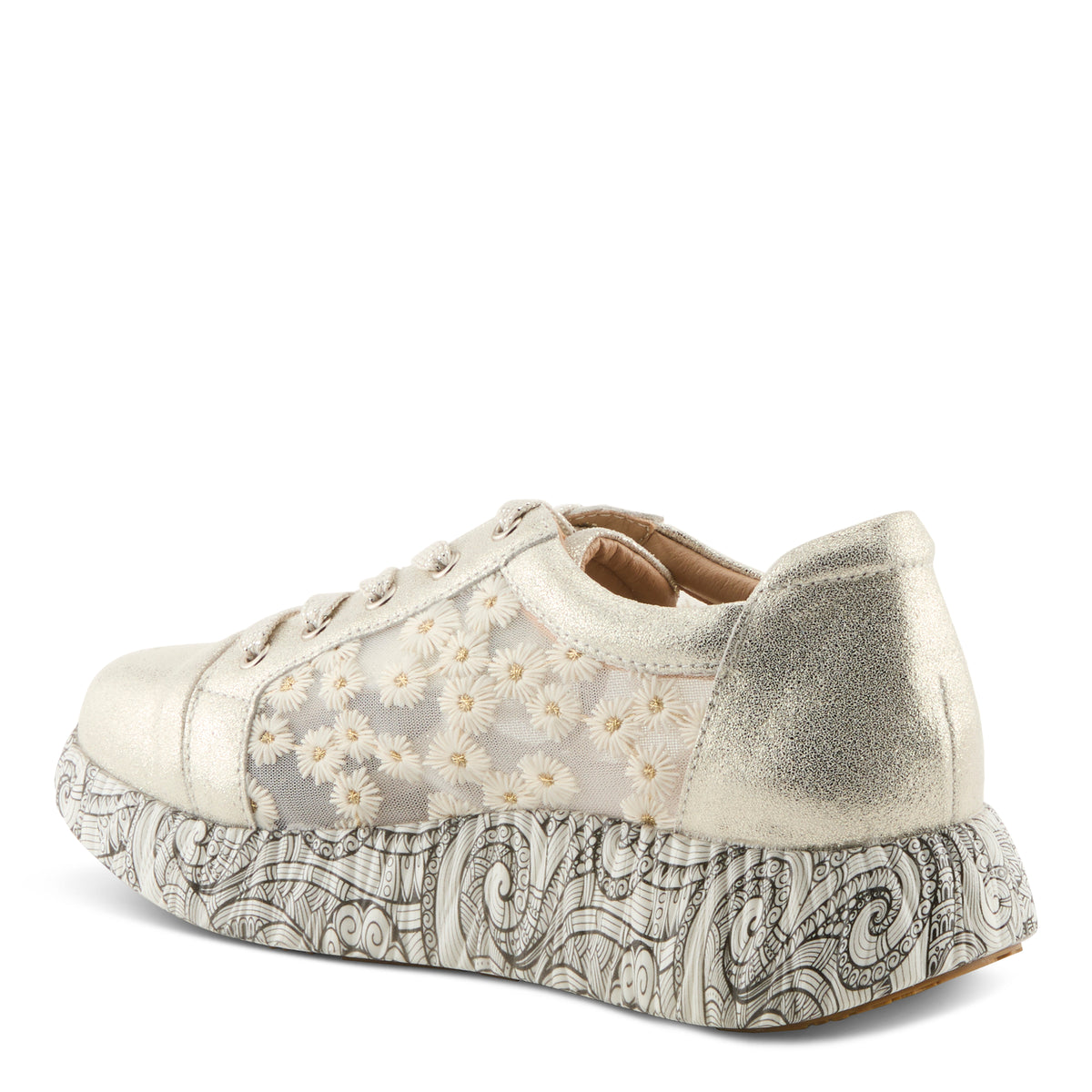 L'Artiste L'ARTISTE SNEAKHEART SNEAKERS shoe in light beige multi with handcrafted leather design