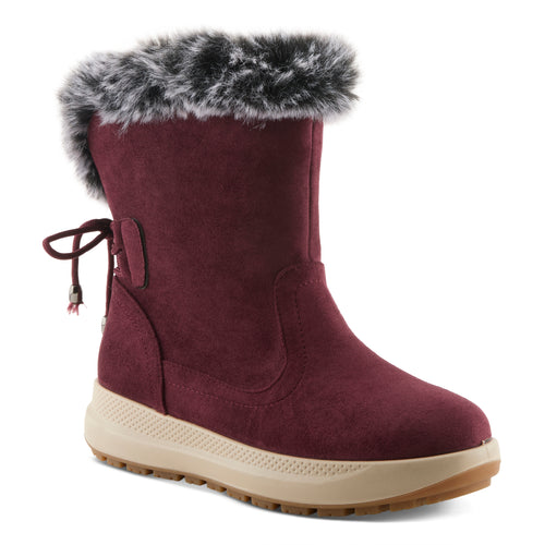 Lanbird Women's Fur-Lined Winter Snow Boots - Waterproof Ankle Boots, Anti-Slip, Platform (Red, Size 10)