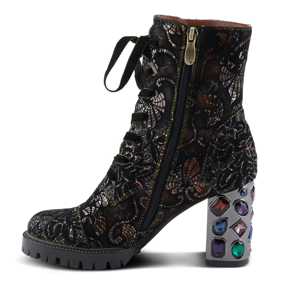 L'Artiste L'ARTISTE SOLAY-DELSOL BOOTS boot in brown multi with handcrafted leather design